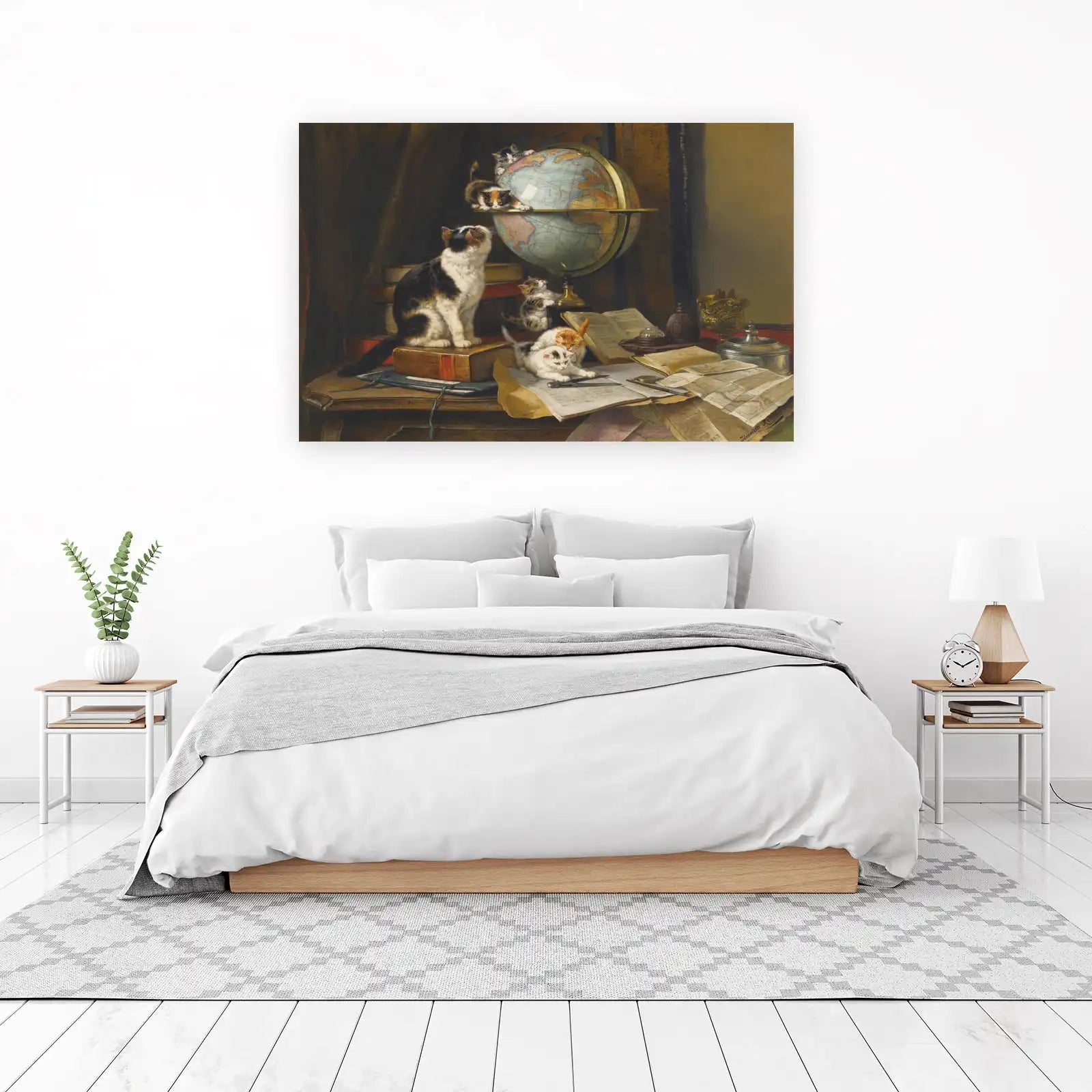Curious Kittens Exploring Globe Wall Art