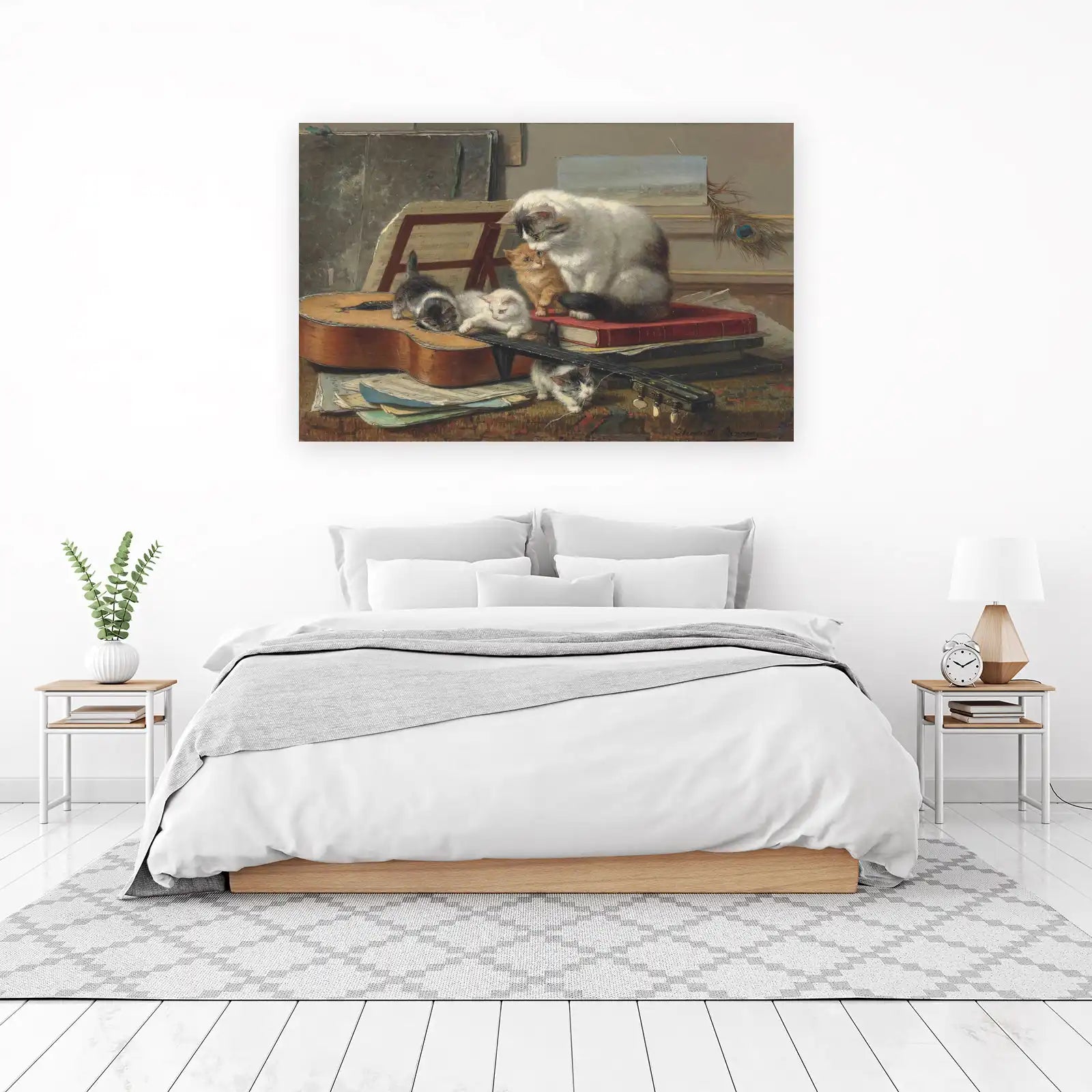 Playful Kittens & Guitar Vintage Art Wall Art