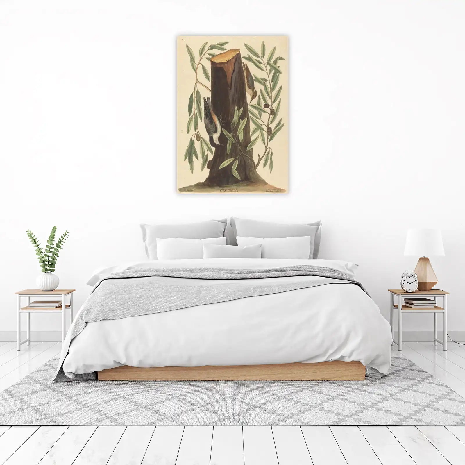 Vintage Nuthatch & Oak Tree Wall Art
