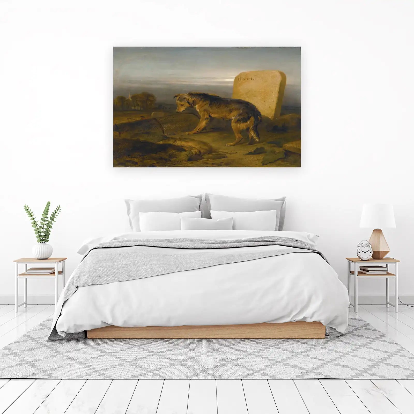 Loyal Dog at Gravestone Wall Art - Pet Memorial Art
