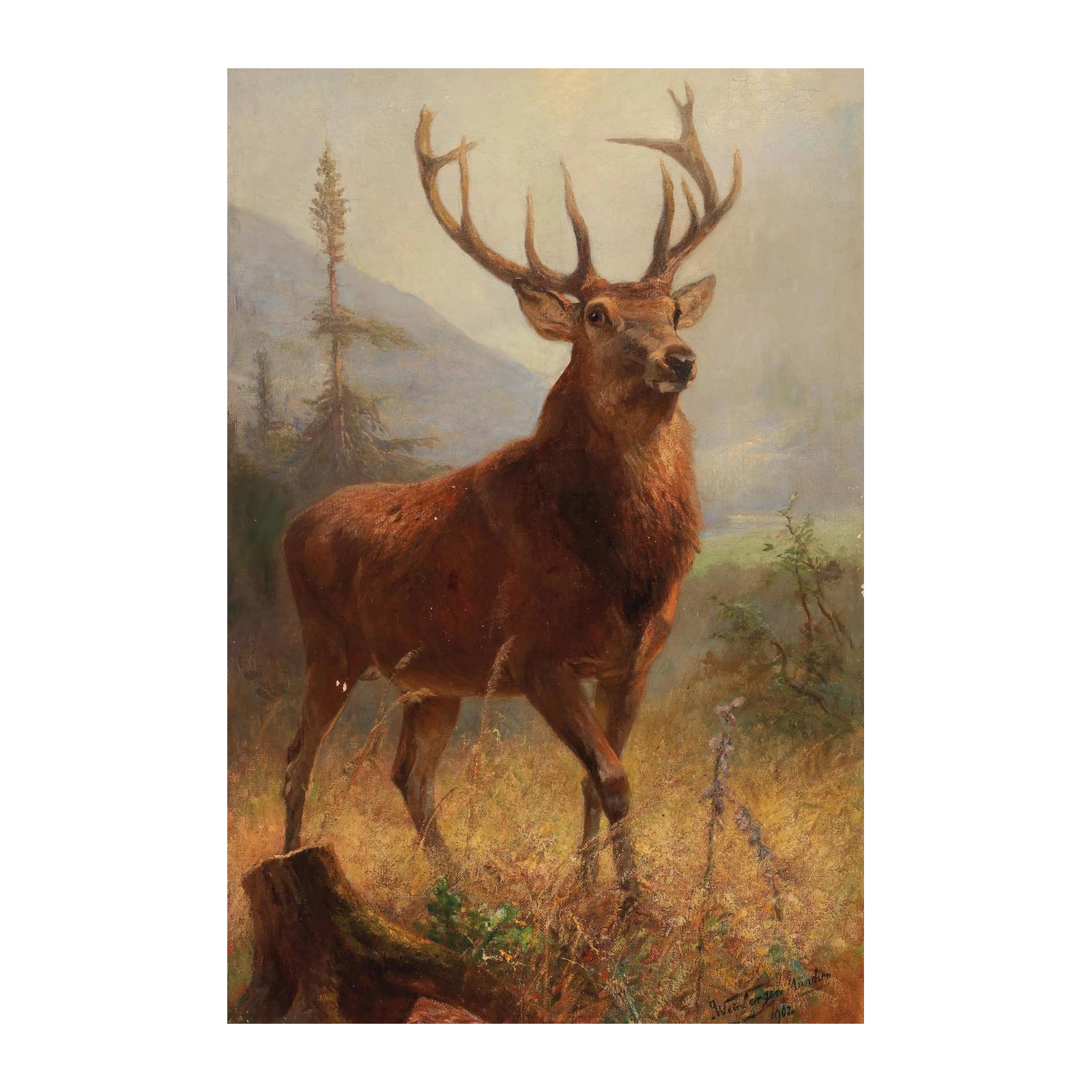 Majestic Stag Woodland Scene Wall Art