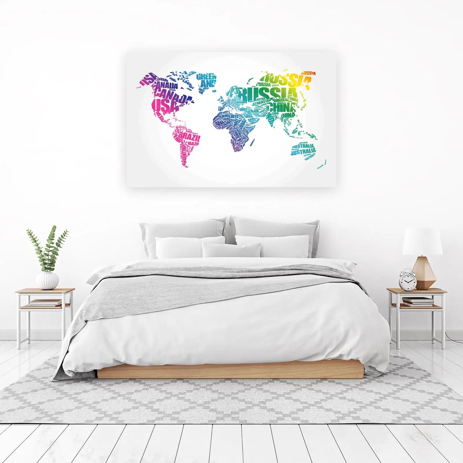 Colorful Word Art World Map Wall Art