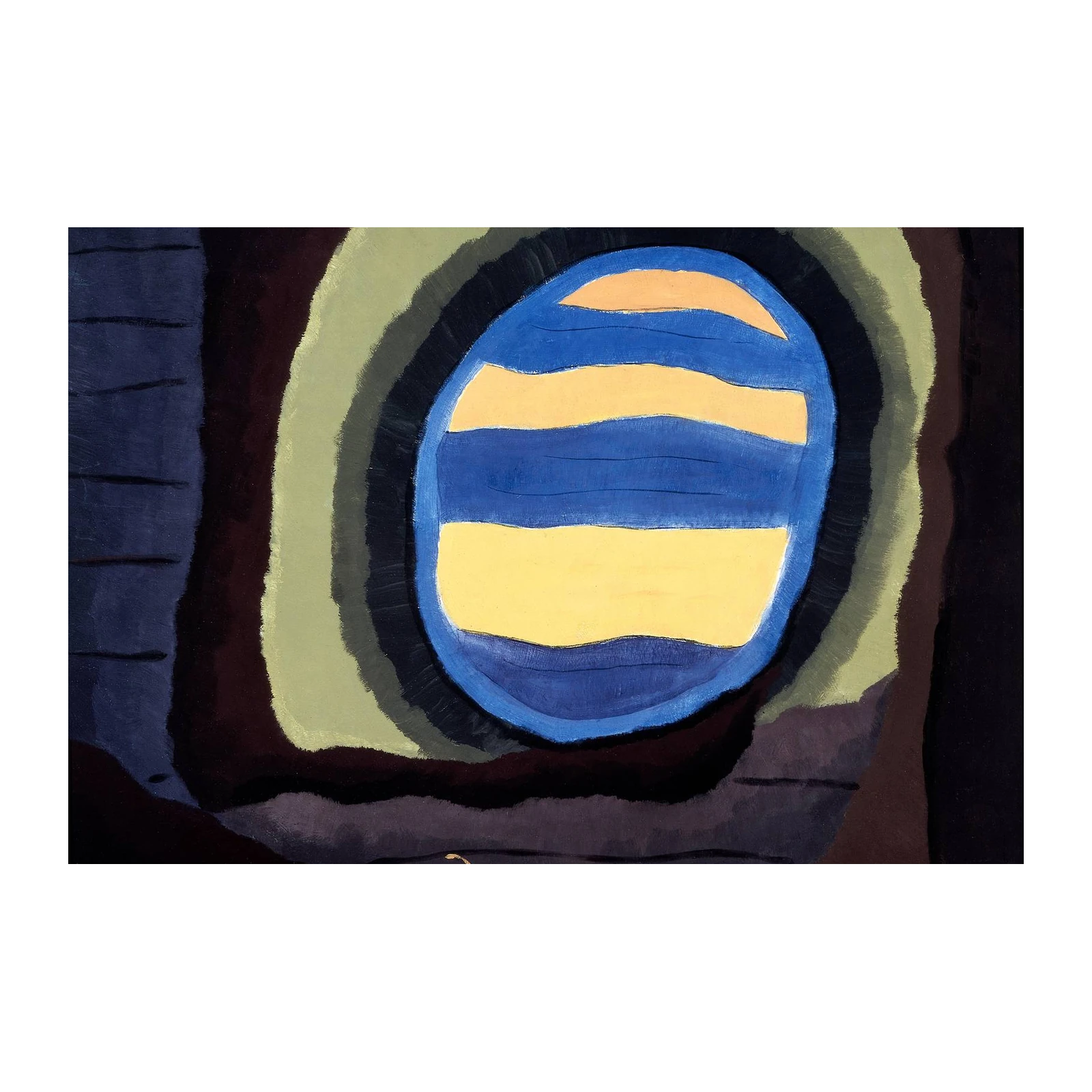 Abstract Blue Yellow Orb Wall Art