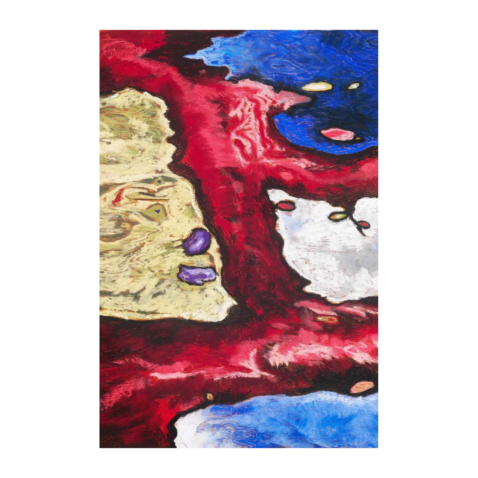 Vibrant Abstract Expressionist Red & Blue Wall Art