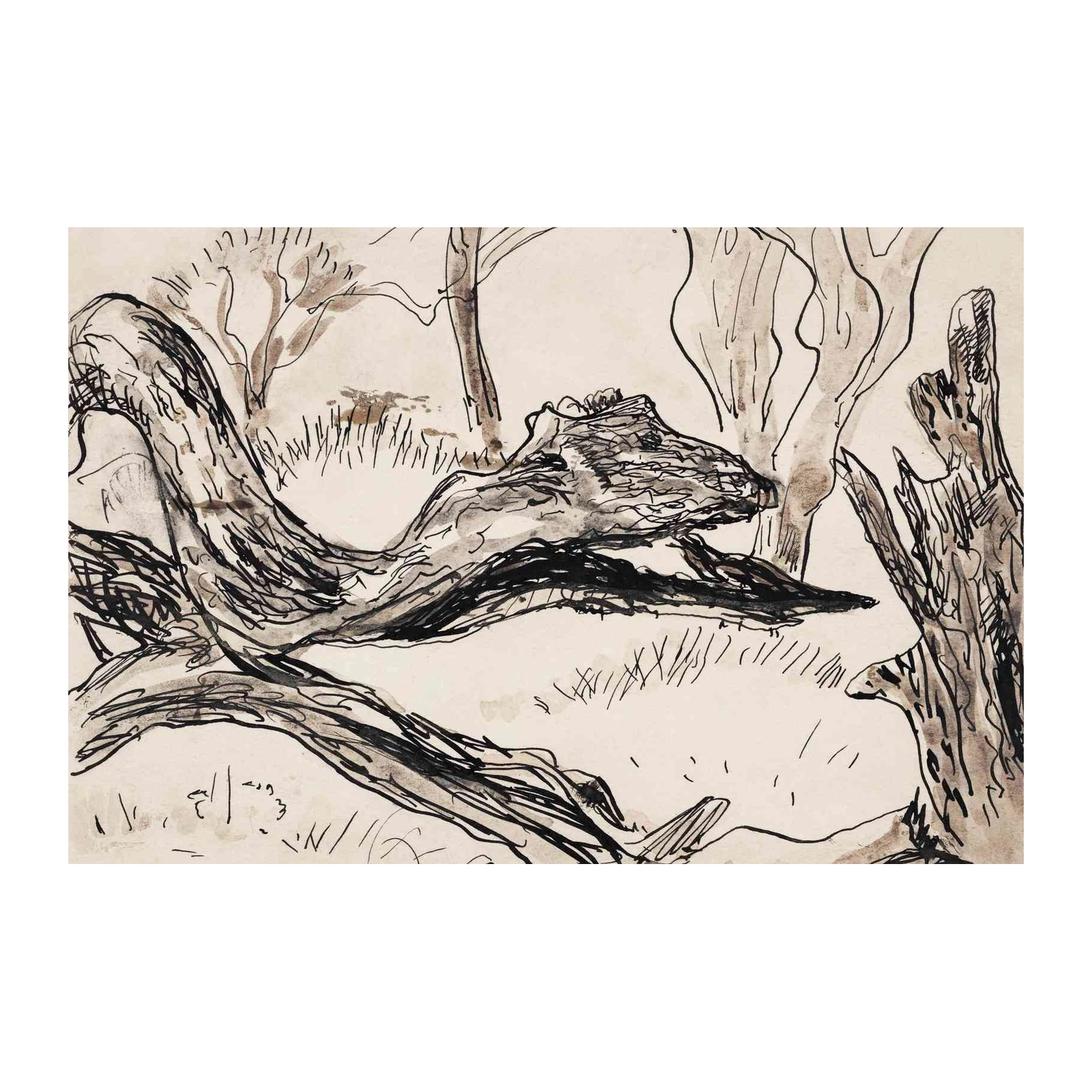 Abstract Forest Scene Sketch Wall Art