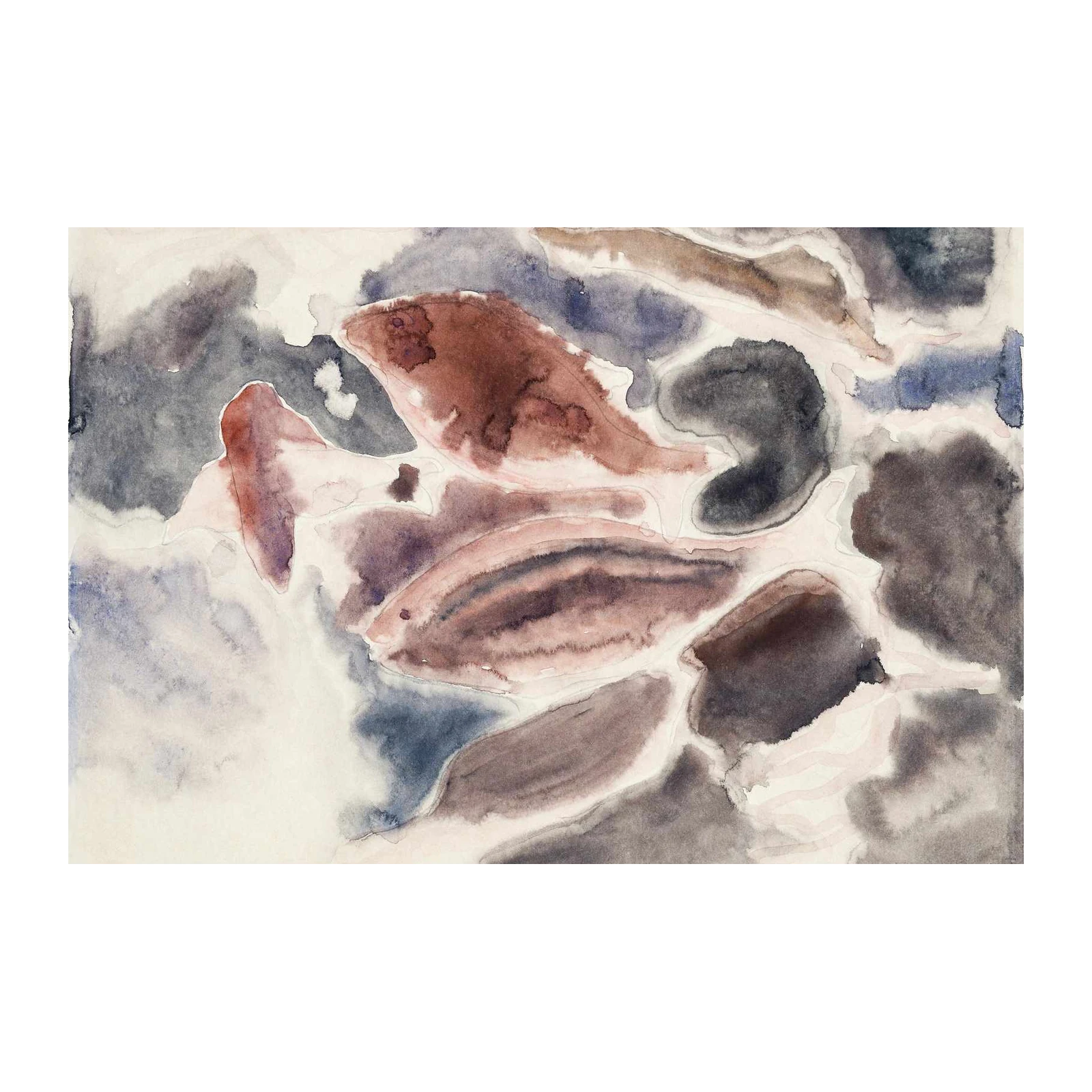 Abstract Fish Swirl Watercolor Wall Art