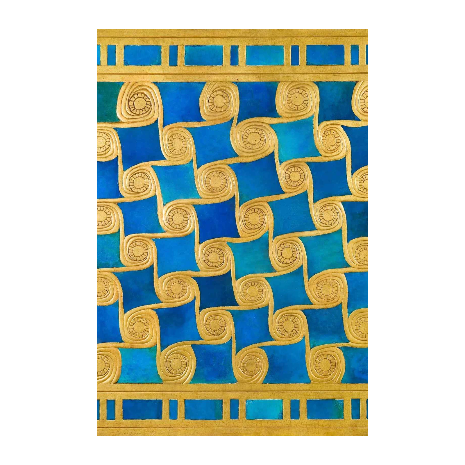 Gold & Blue Swirl Art Nouveau Wall Art