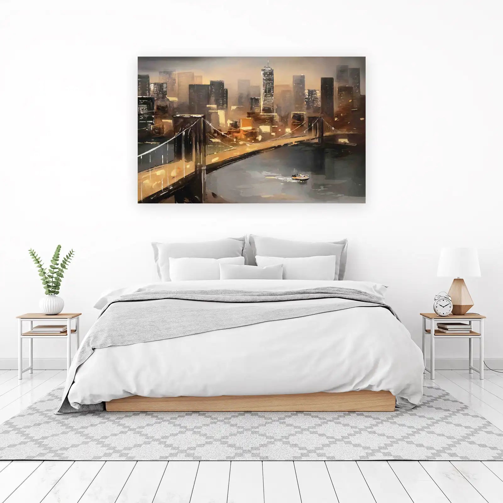 Cityscape Bridge Scene Wall Art