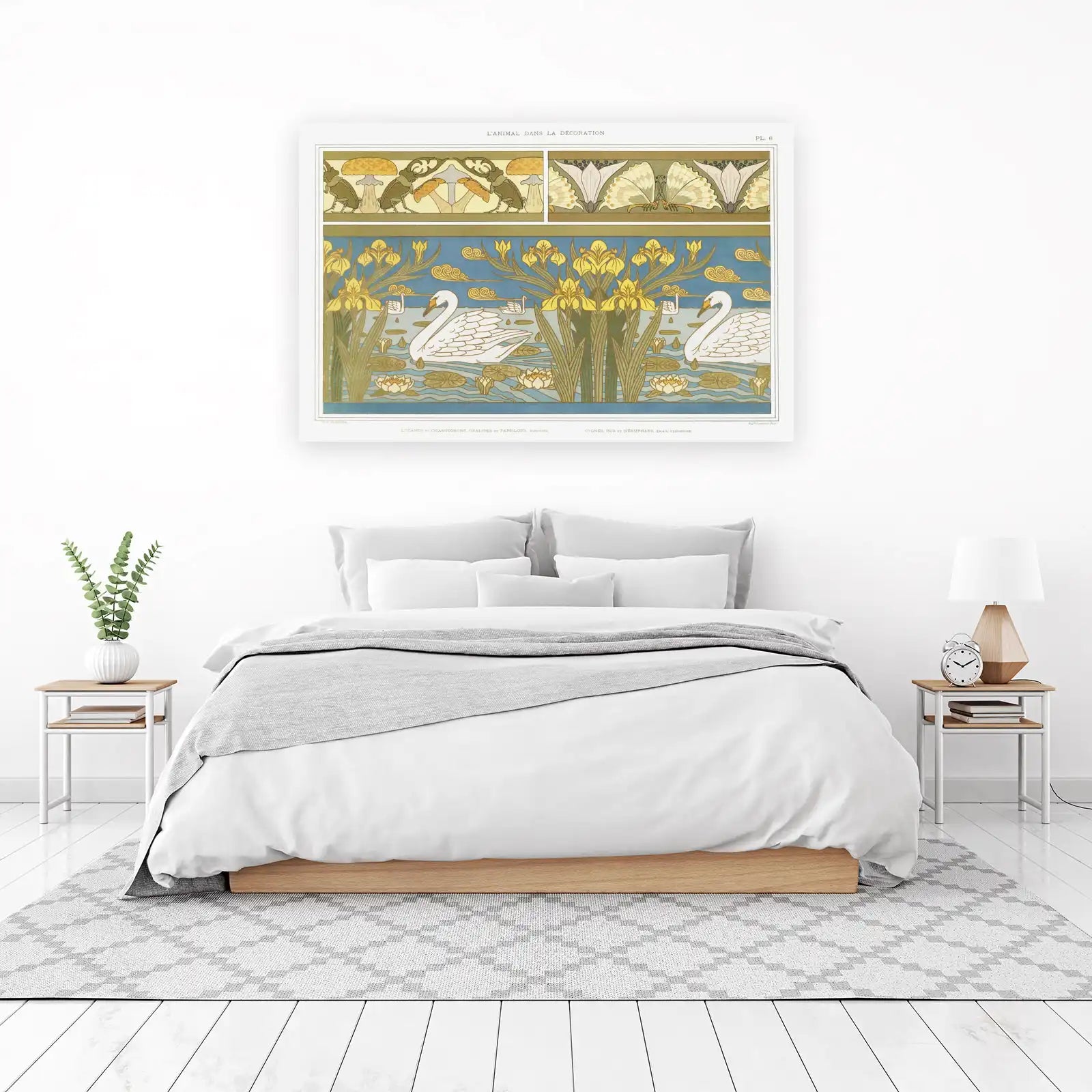 Art Nouveau Swans & Irises Wall Art