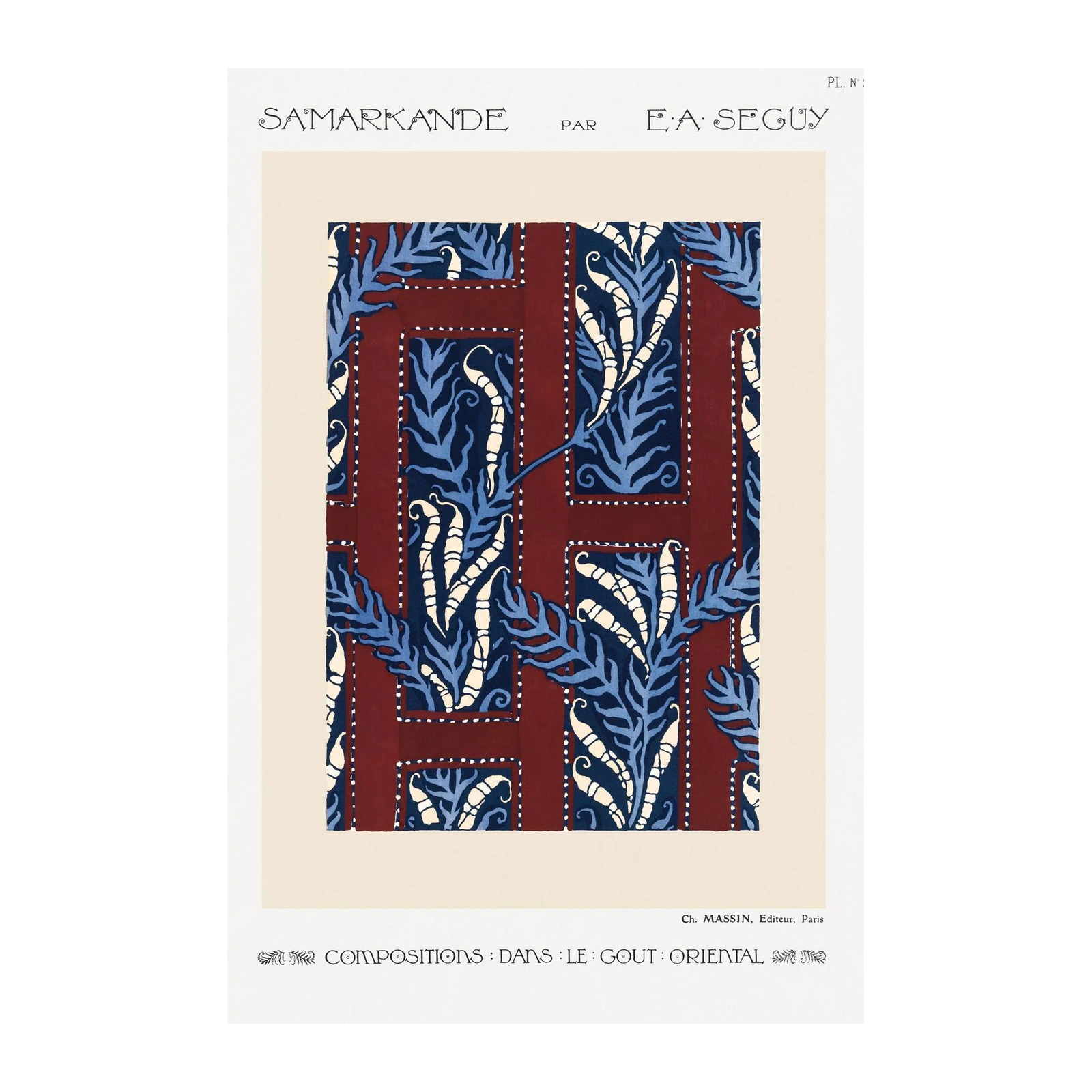 Samarkande Art Deco Blue Botanical Wall Art
