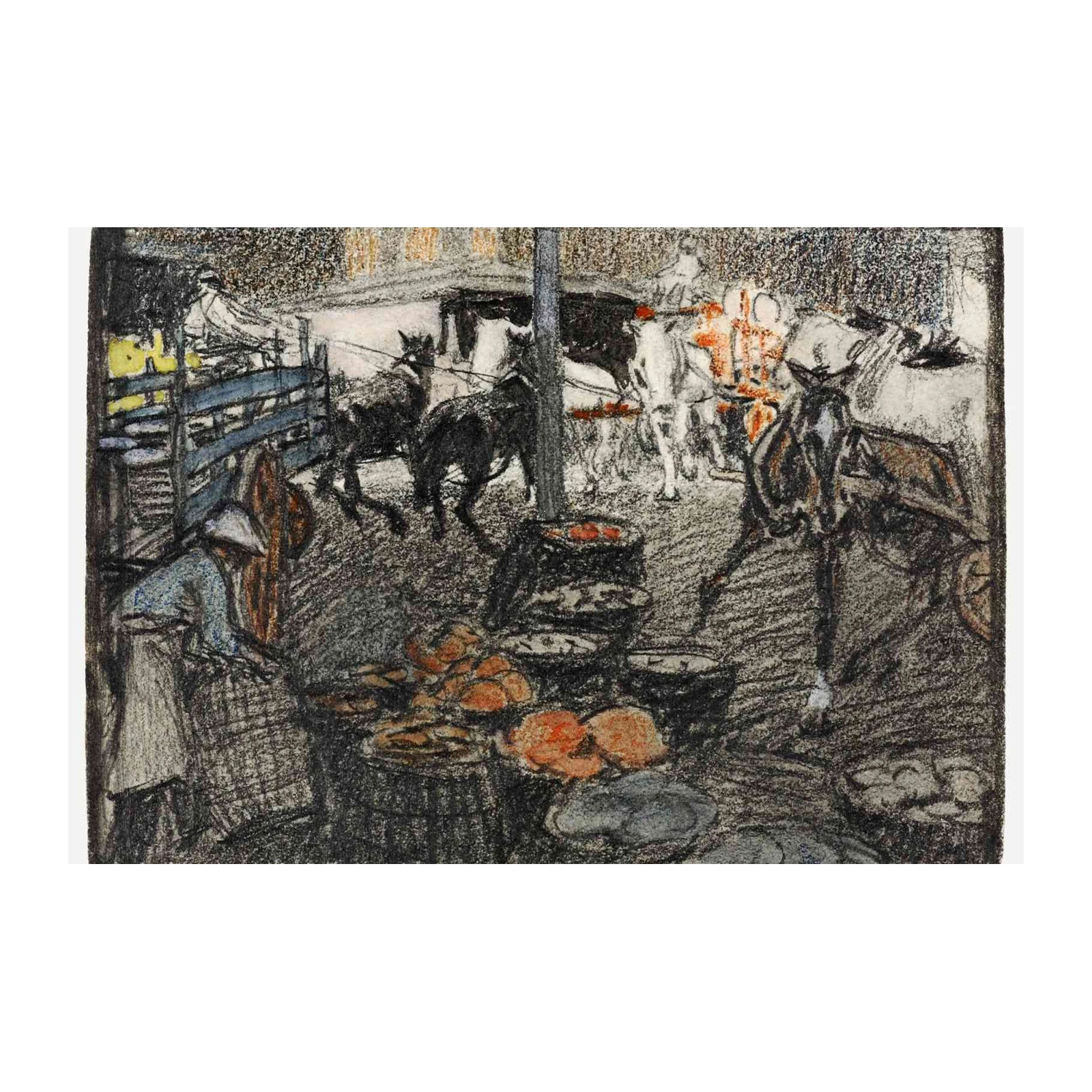 Vintage Street Scene Horse & Cart Wall Art