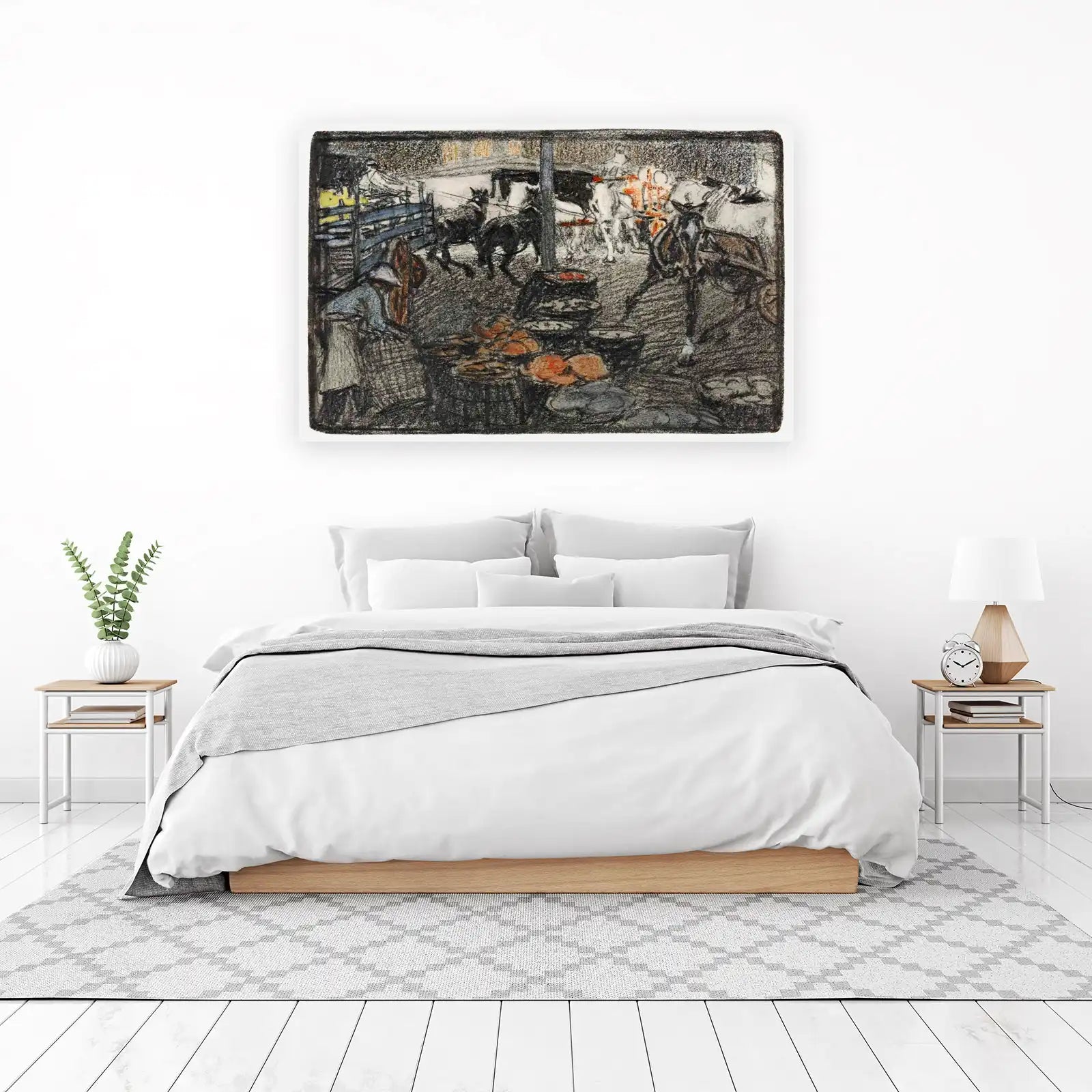 Vintage Street Scene Horse & Cart Wall Art