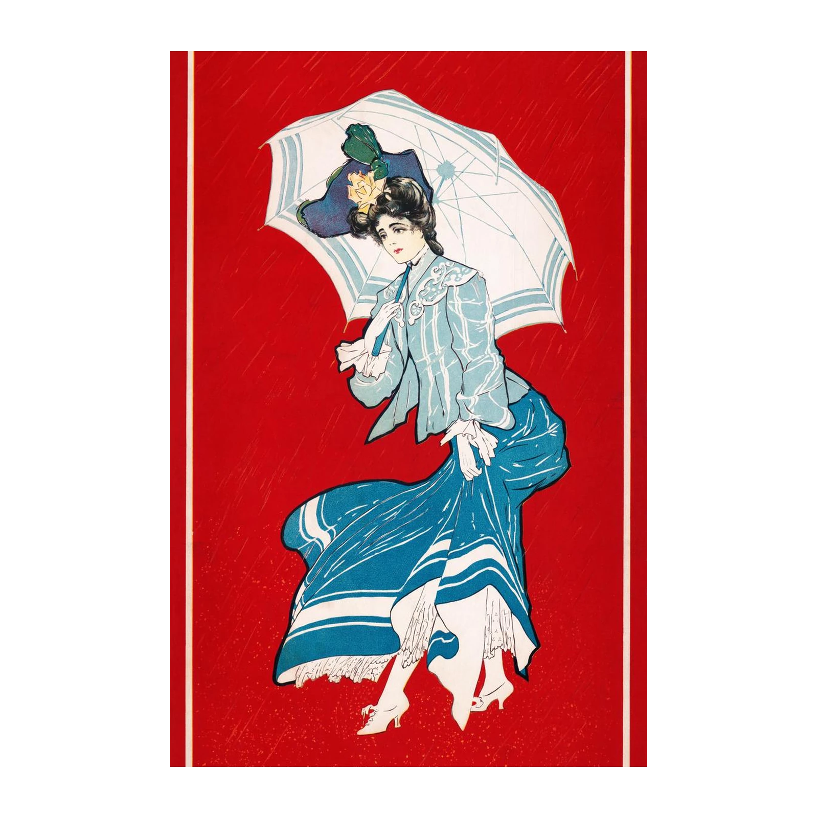 Elegant Lady Rainy Day Art Wall Art