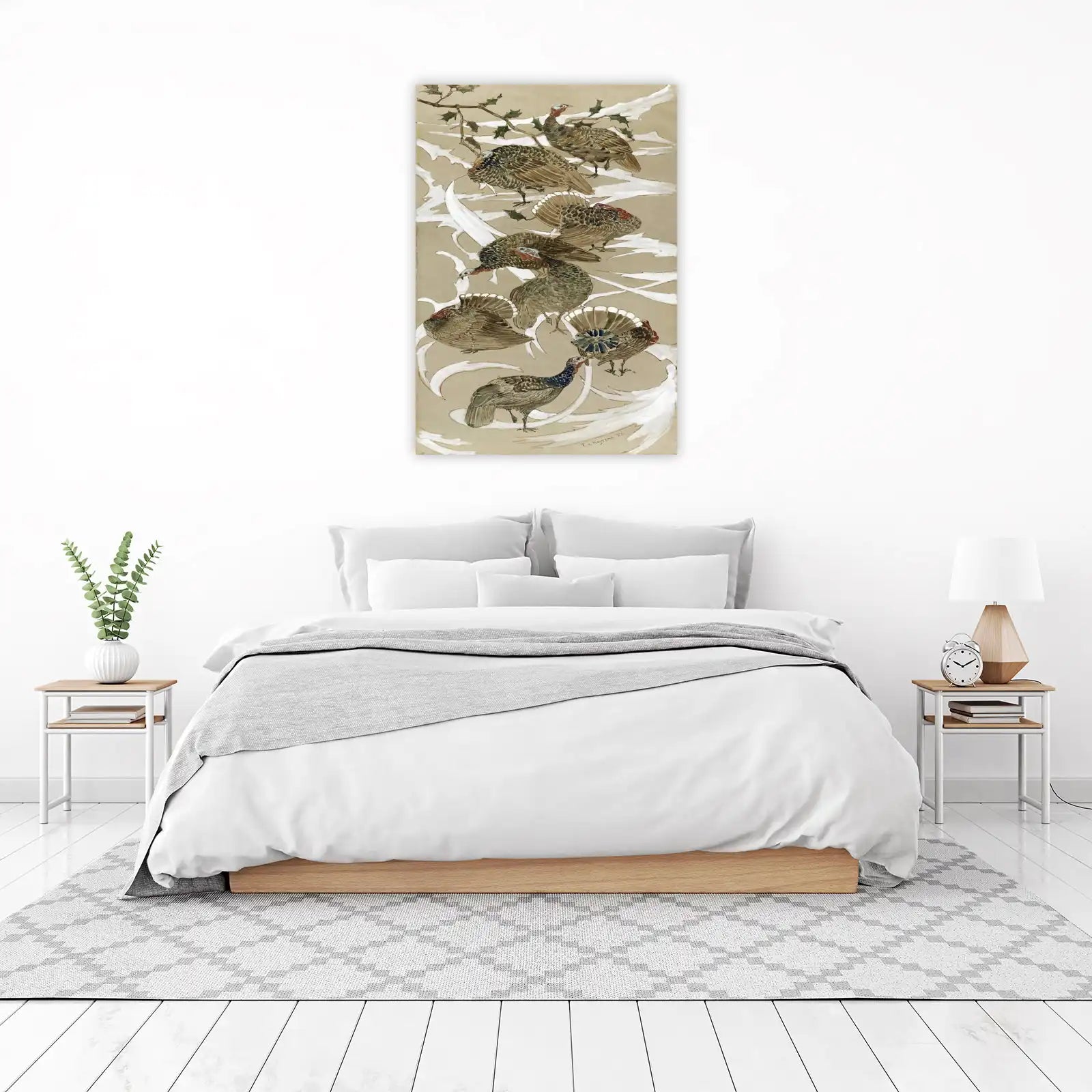 Vintage Turkey Flock Woodland Scene Wall Art