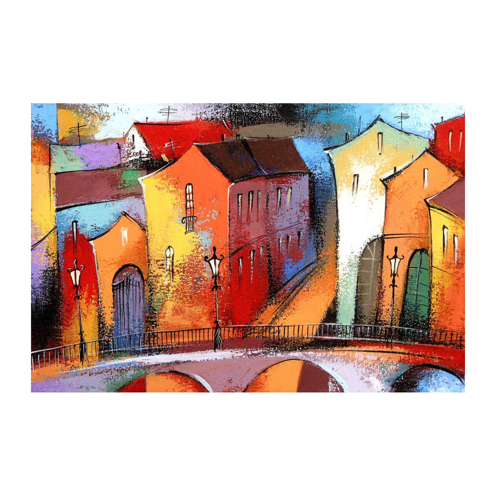 Vibrant Cityscape Abstract Wall Art