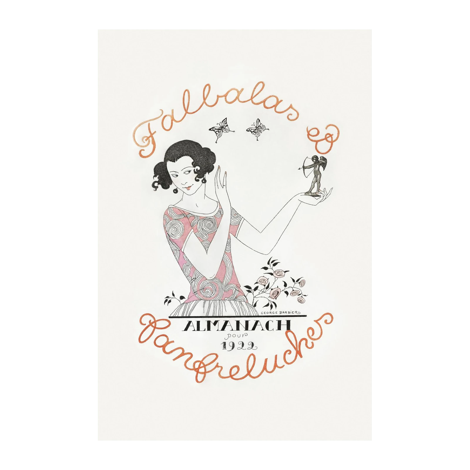 Vintage Art Deco Woman Butterflies Wall Art