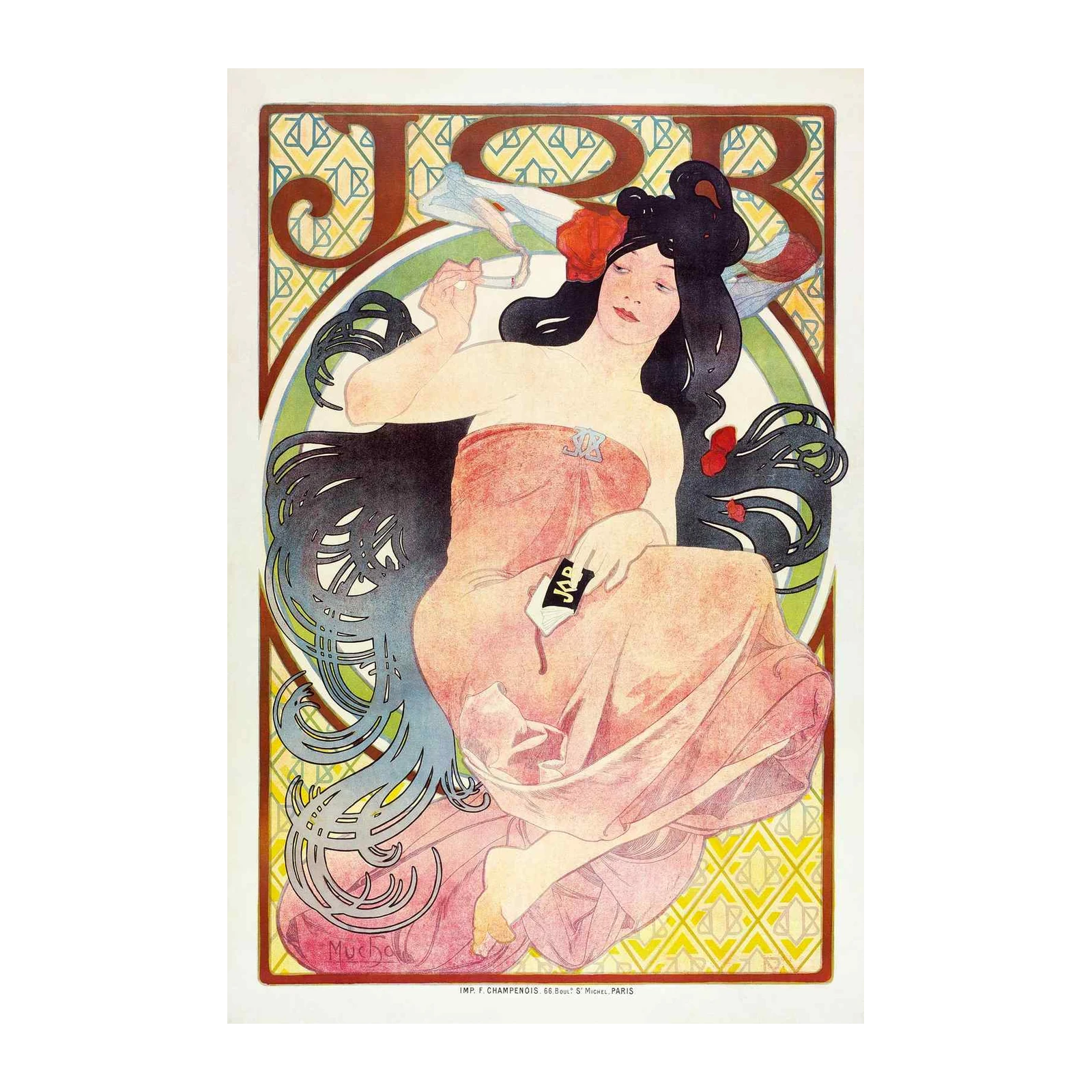 Art Nouveau "JOB" Woman Wall Art