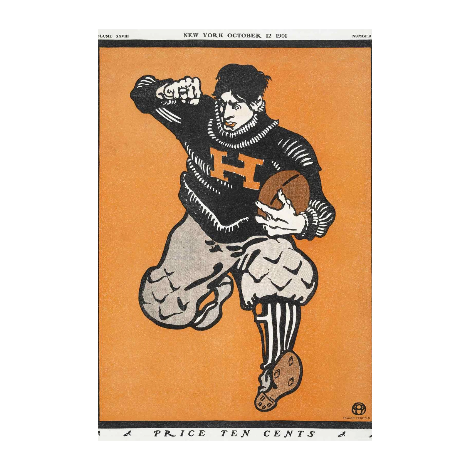 Vintage Football Player 'H' Mascot Wall Art