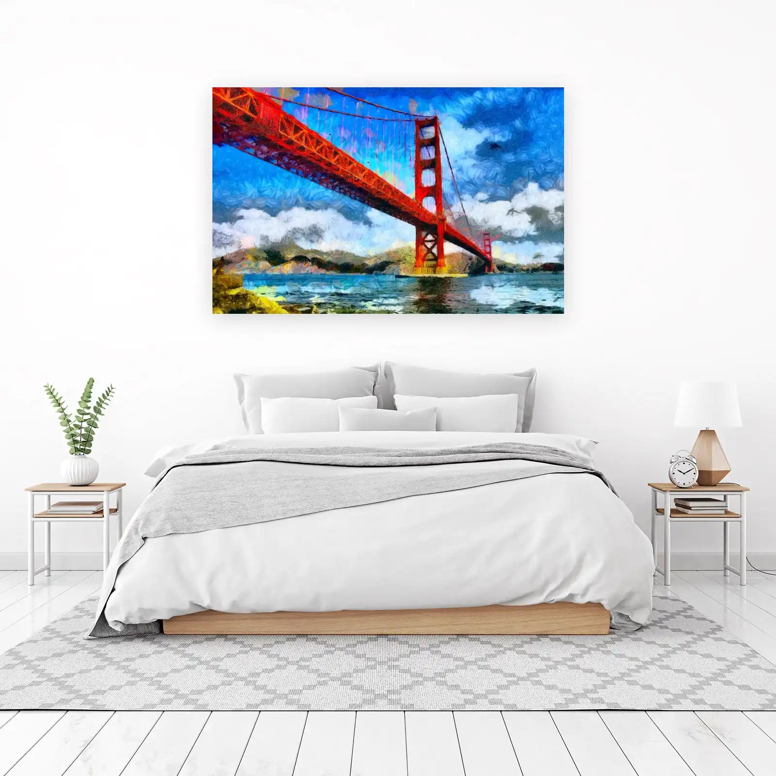Vibrant Golden Gate Bridge Oil Painting Wall Art