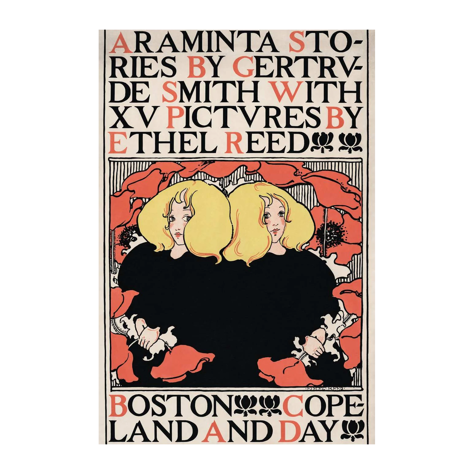 Victorian Art Poster of Two Girls Wall Art