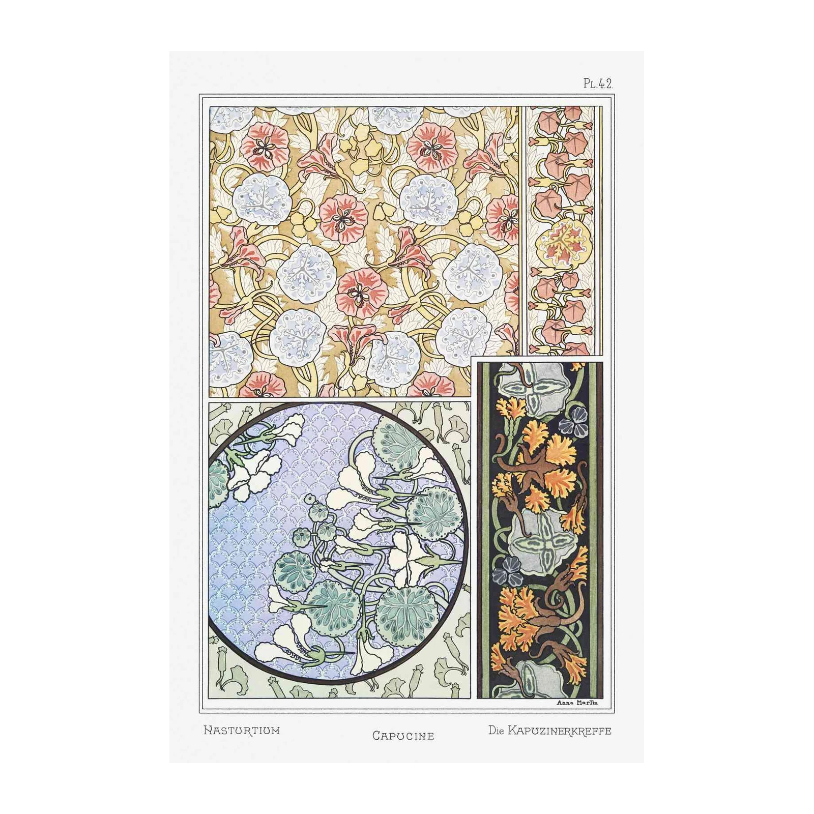 Art Nouveau Nasturtium & Capucine Wall Art