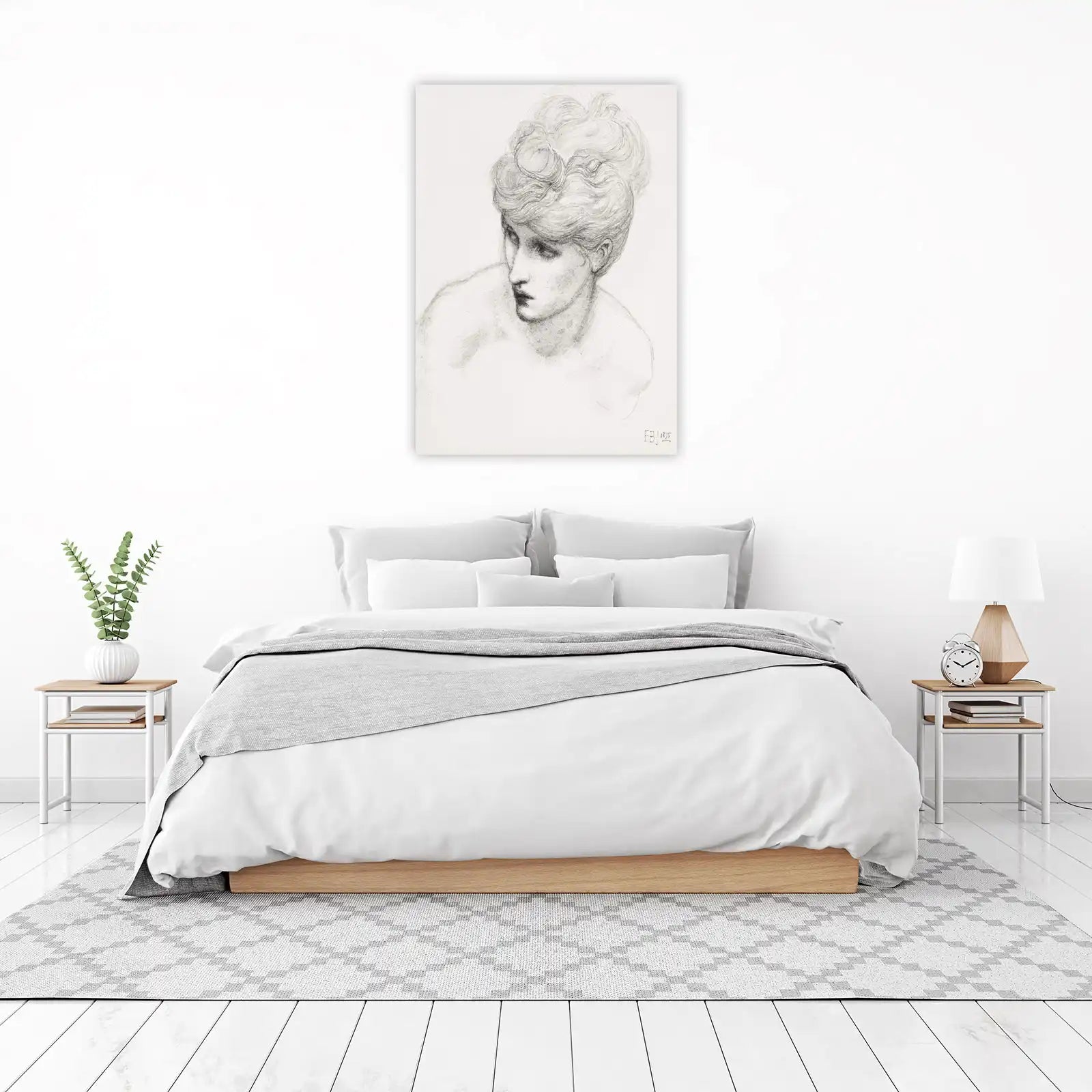 Victorian Elegance Portrait Sketch Wall Art