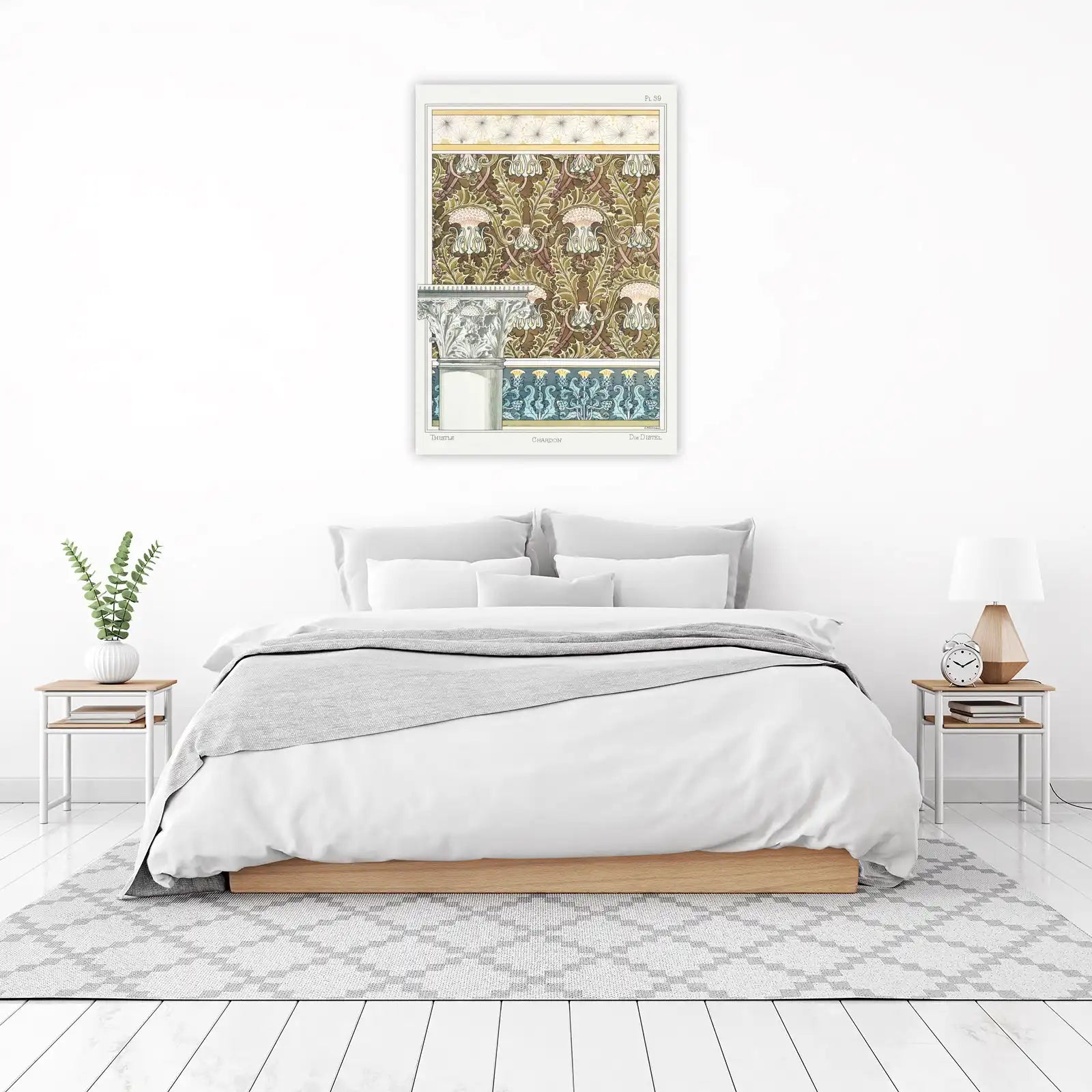 Art Nouveau Thistle Floral Pattern Wall Art