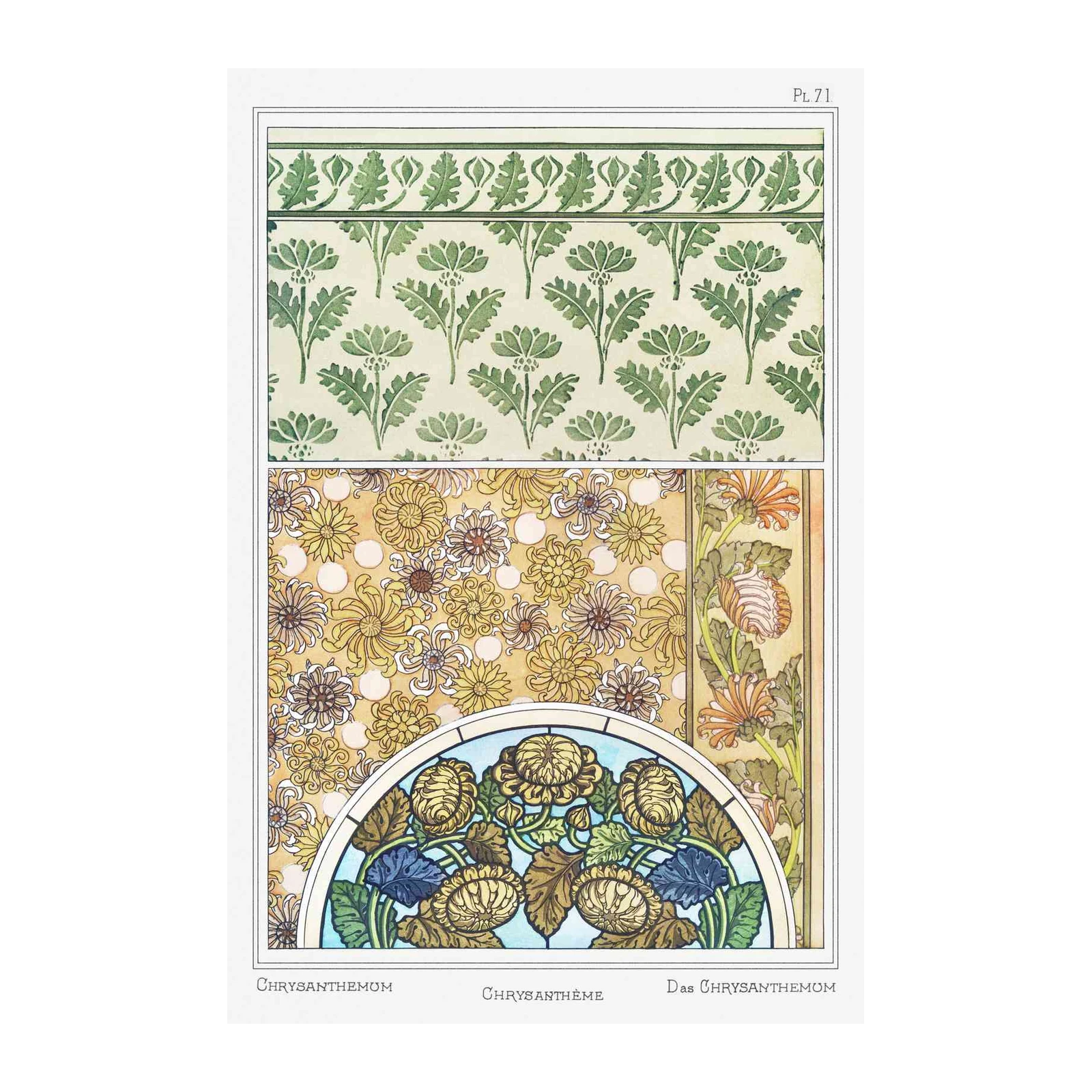 Art Nouveau Chrysanthemum Floral Wall Art