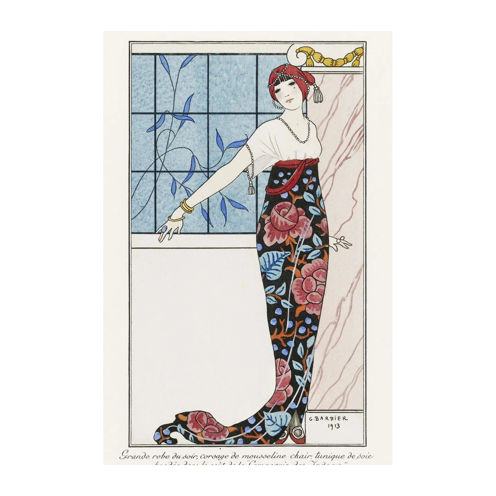 Art Deco Rose Garden Fashion Print Wall Art