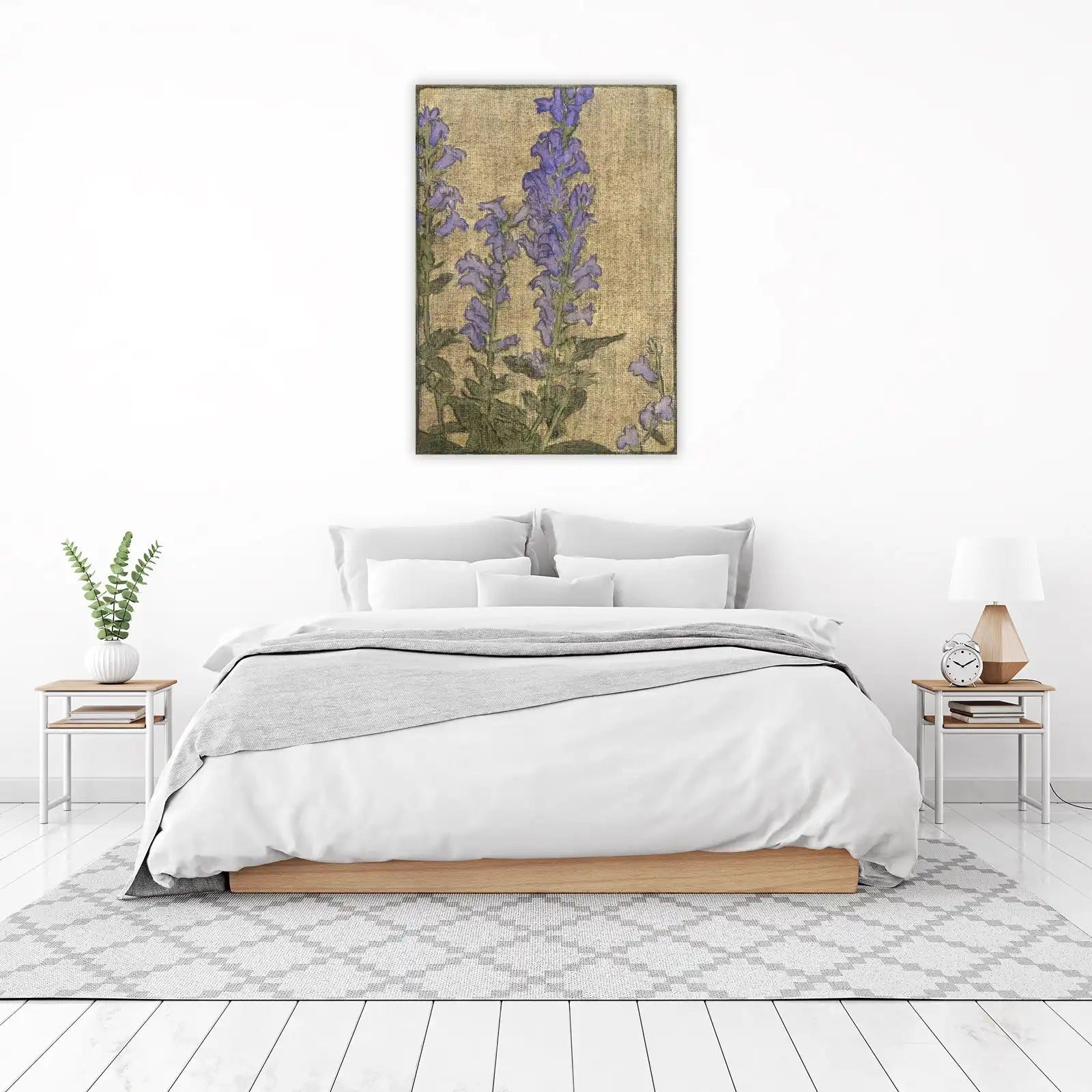Purple Bell Flowers Vintage Botanical Wall Art