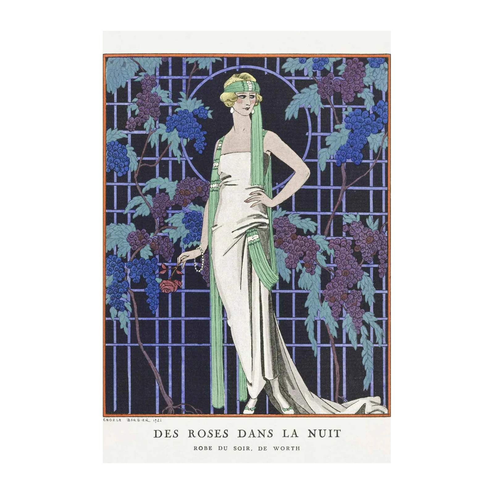 Art Deco Chic 'Des Roses Dans La Nuit' Wall Art