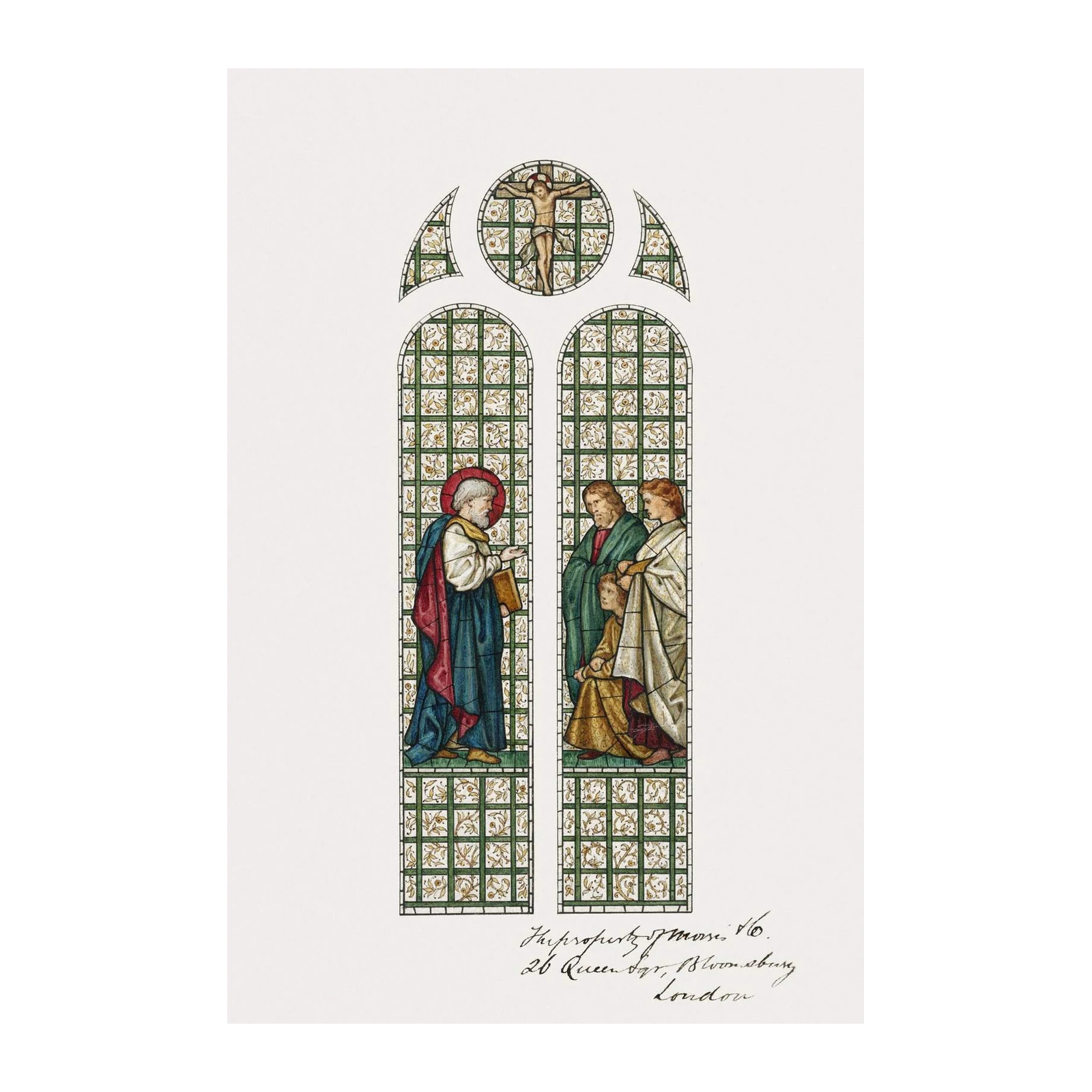 Vintage Religious Figures Stained Glass Wall Art