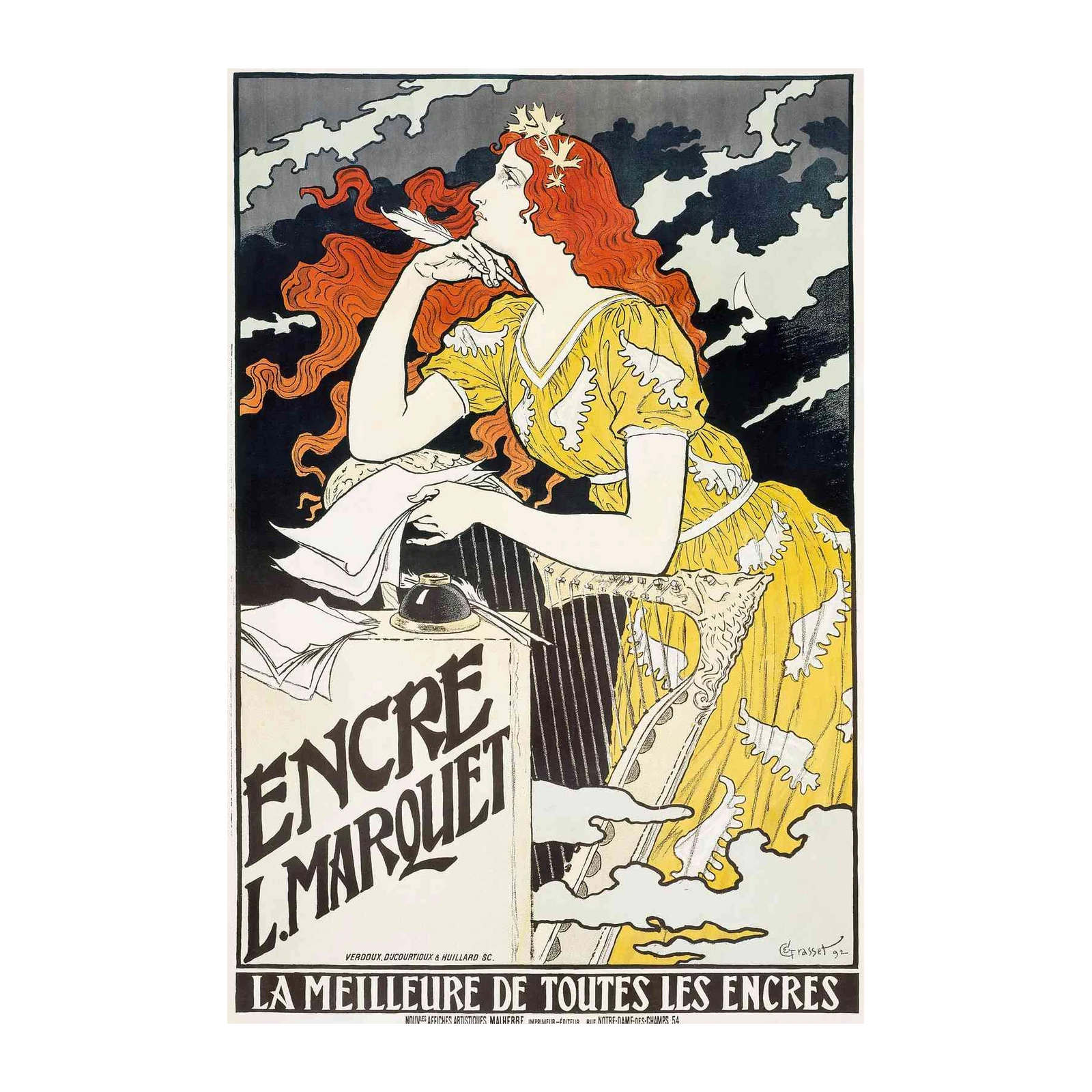 Art Nouveau Muse Yellow Dress Wall Art