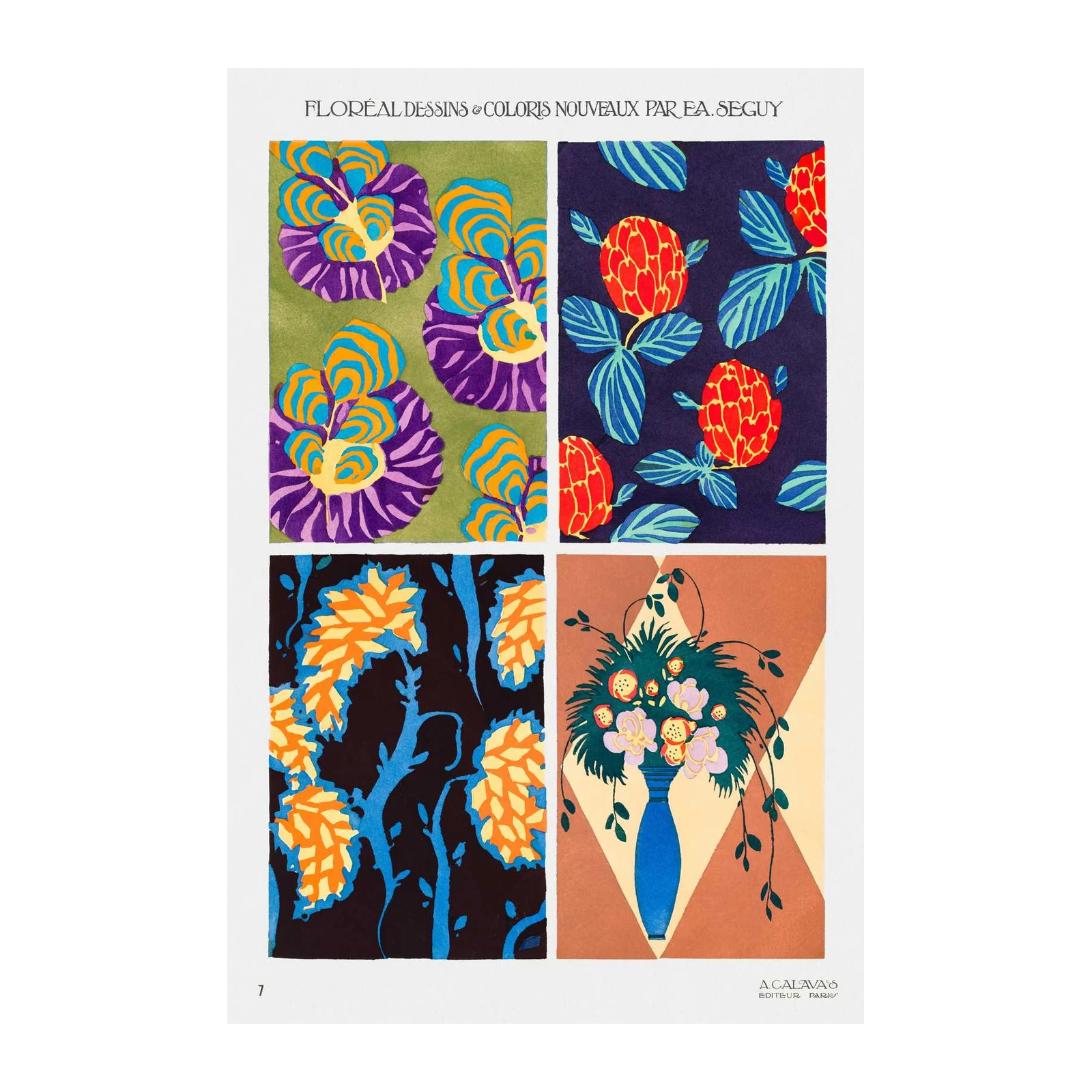 Art Deco Floral Prints - Set of 4 Wall Art