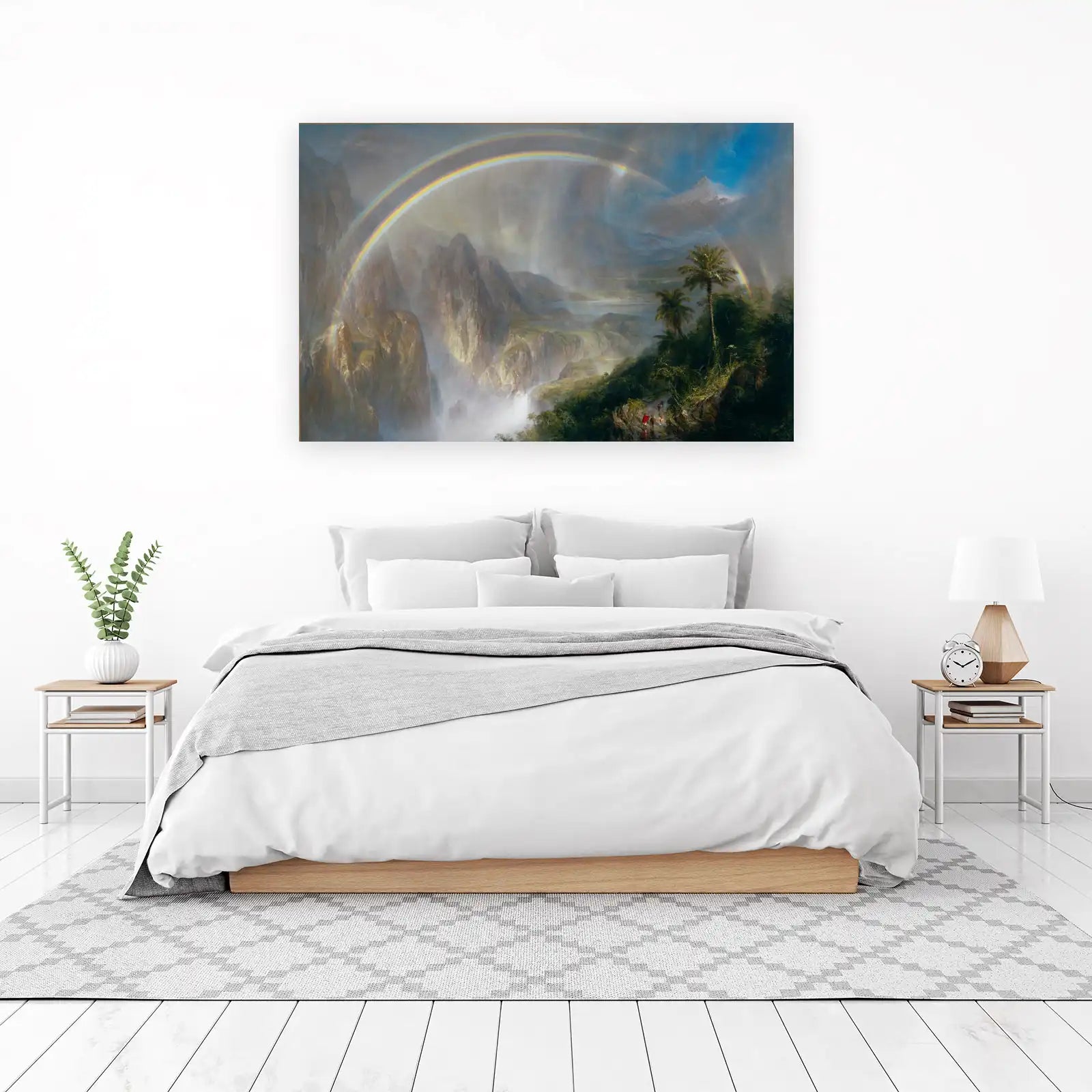 Majestic Rainbow Waterfall Landscape Wall Art