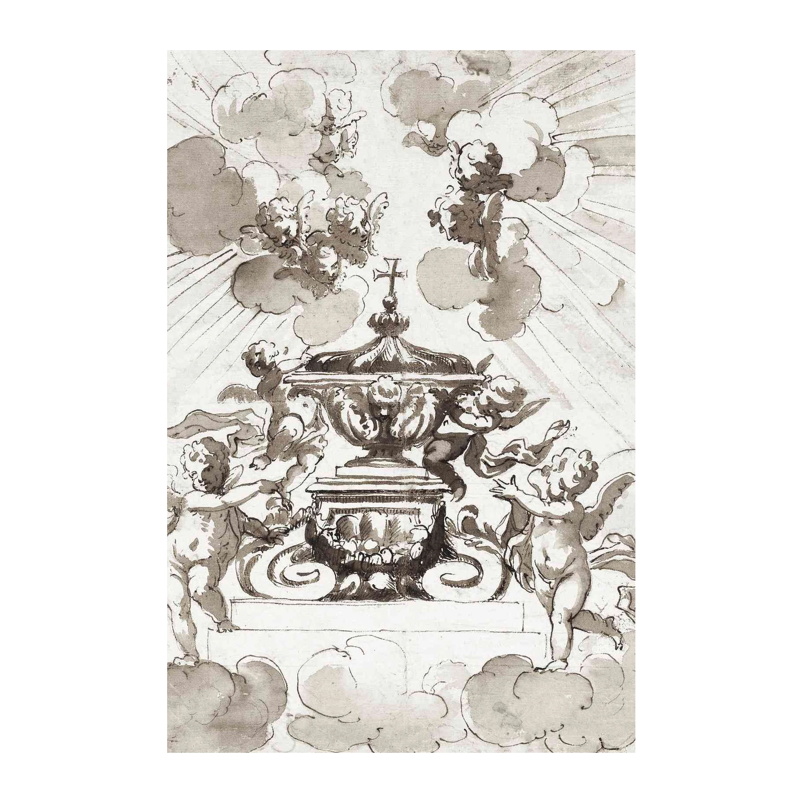 Angels & Holy Chalice Baroque Wall Art
