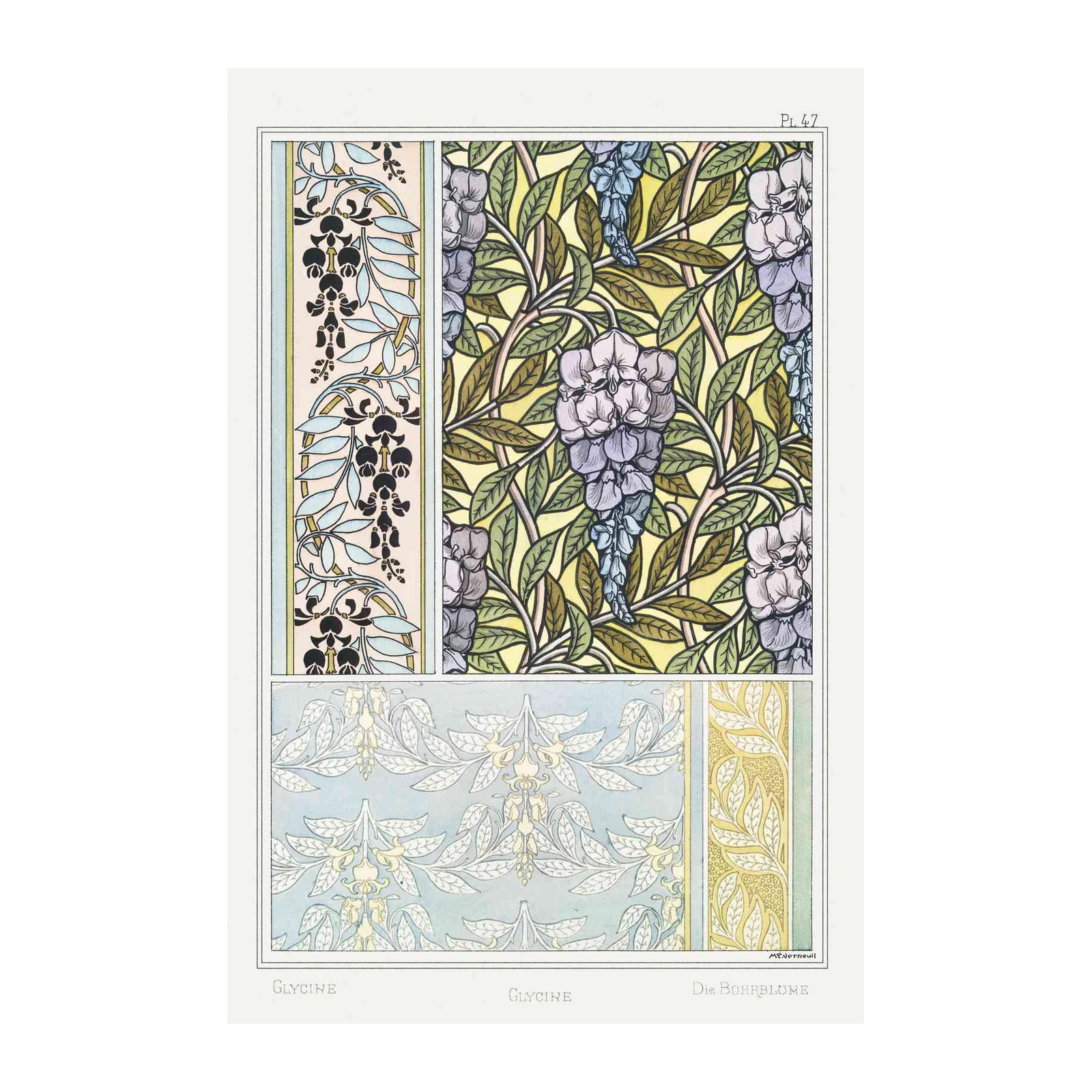 Art Nouveau Wisteria Floral Wall Art