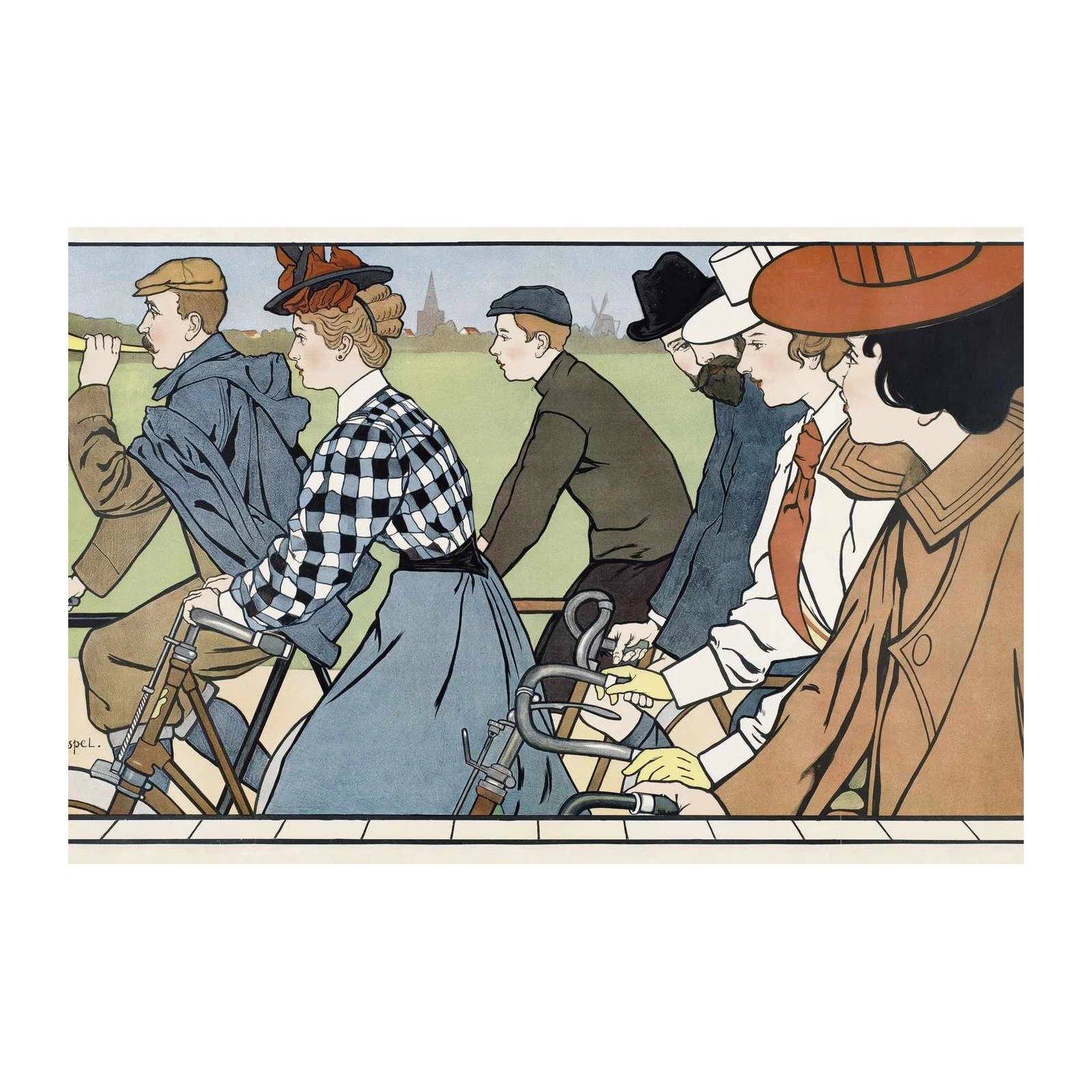 Vintage Bicycle Ride Art Wall Art