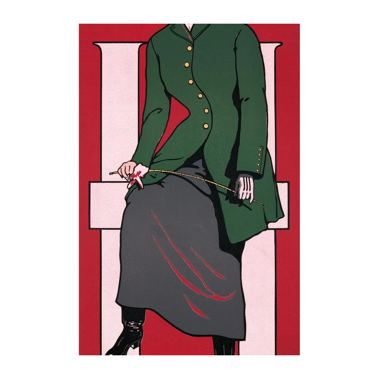 Elegant Victorian Woman Green Coat Wall Art