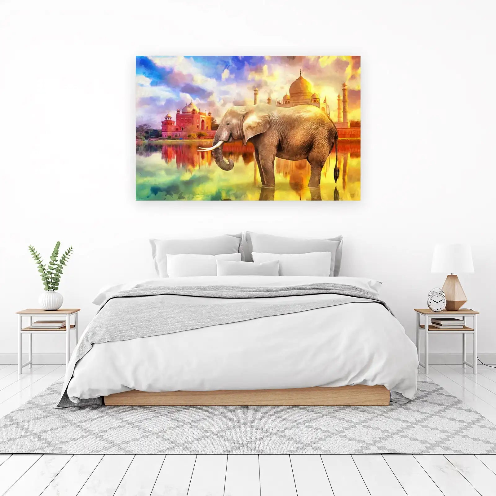 Majestic Elephant & Taj Mahal India Wall Art