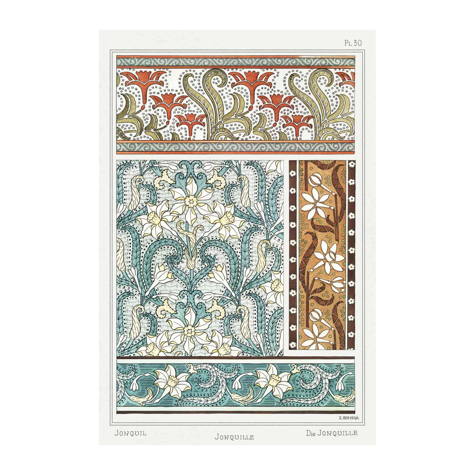 Art Nouveau Floral Jonquil Wall Art