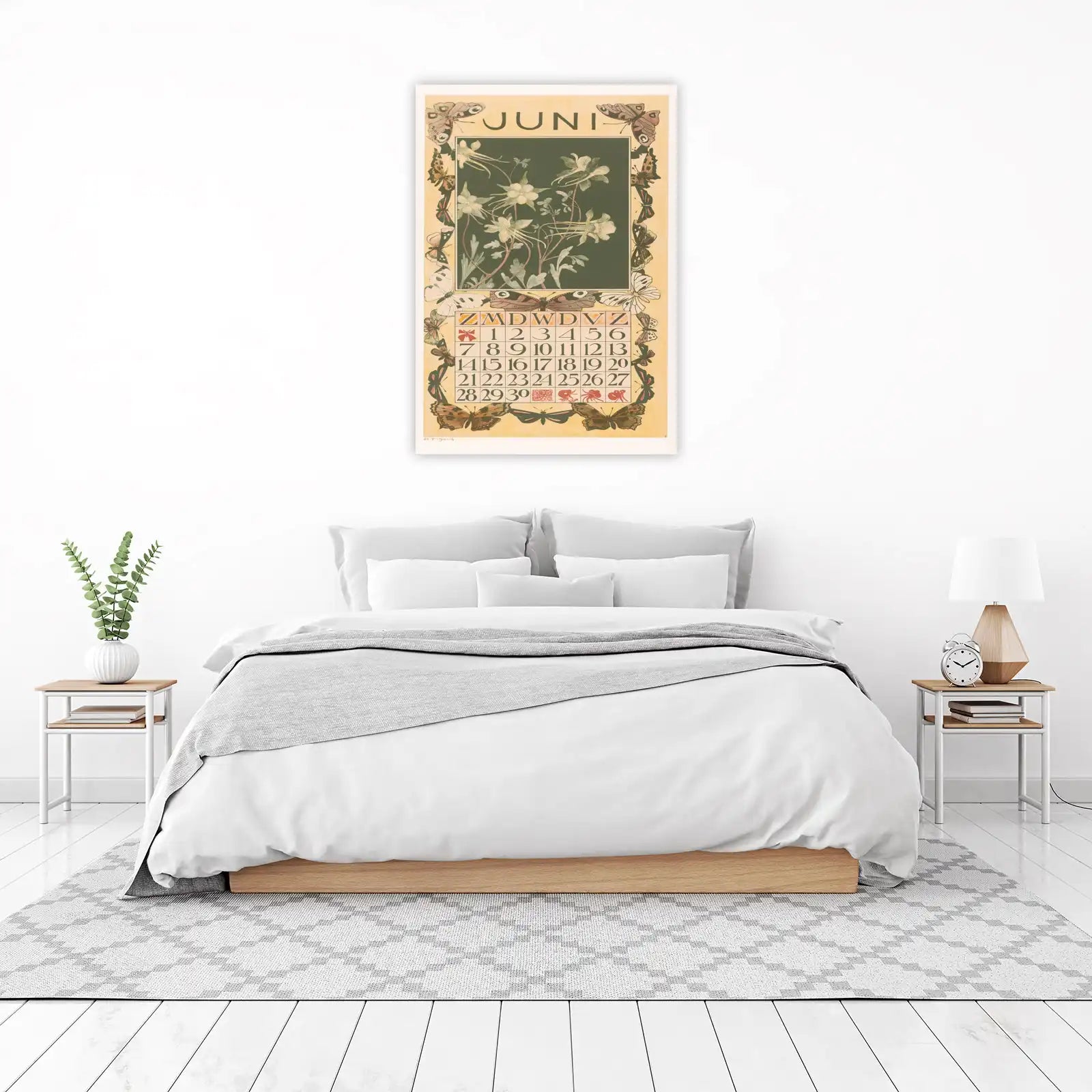 Vintage June Butterfly & Flower Art Wall Art