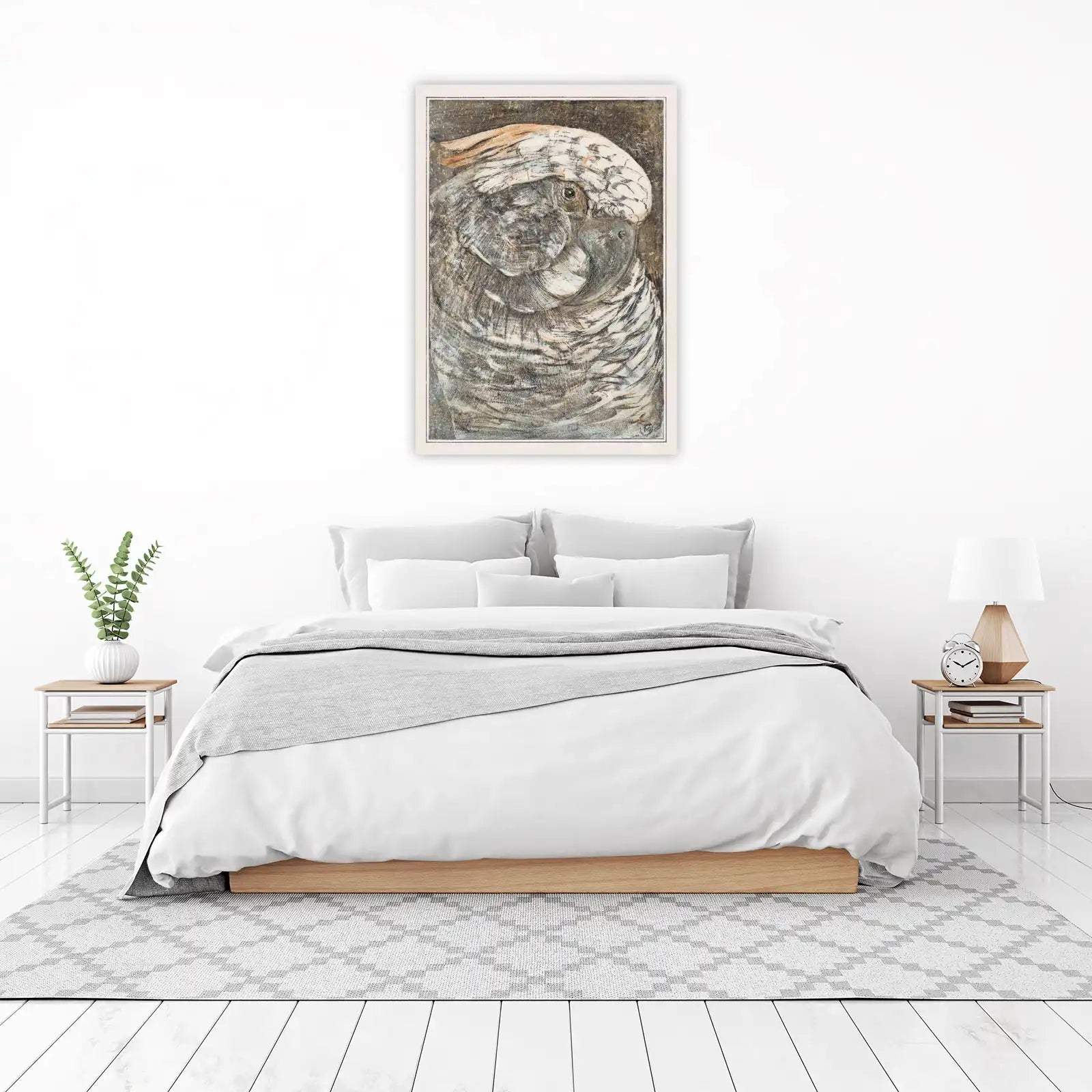 Elegant Cockatoo Portrait Wall Art - Exotic Bird Art