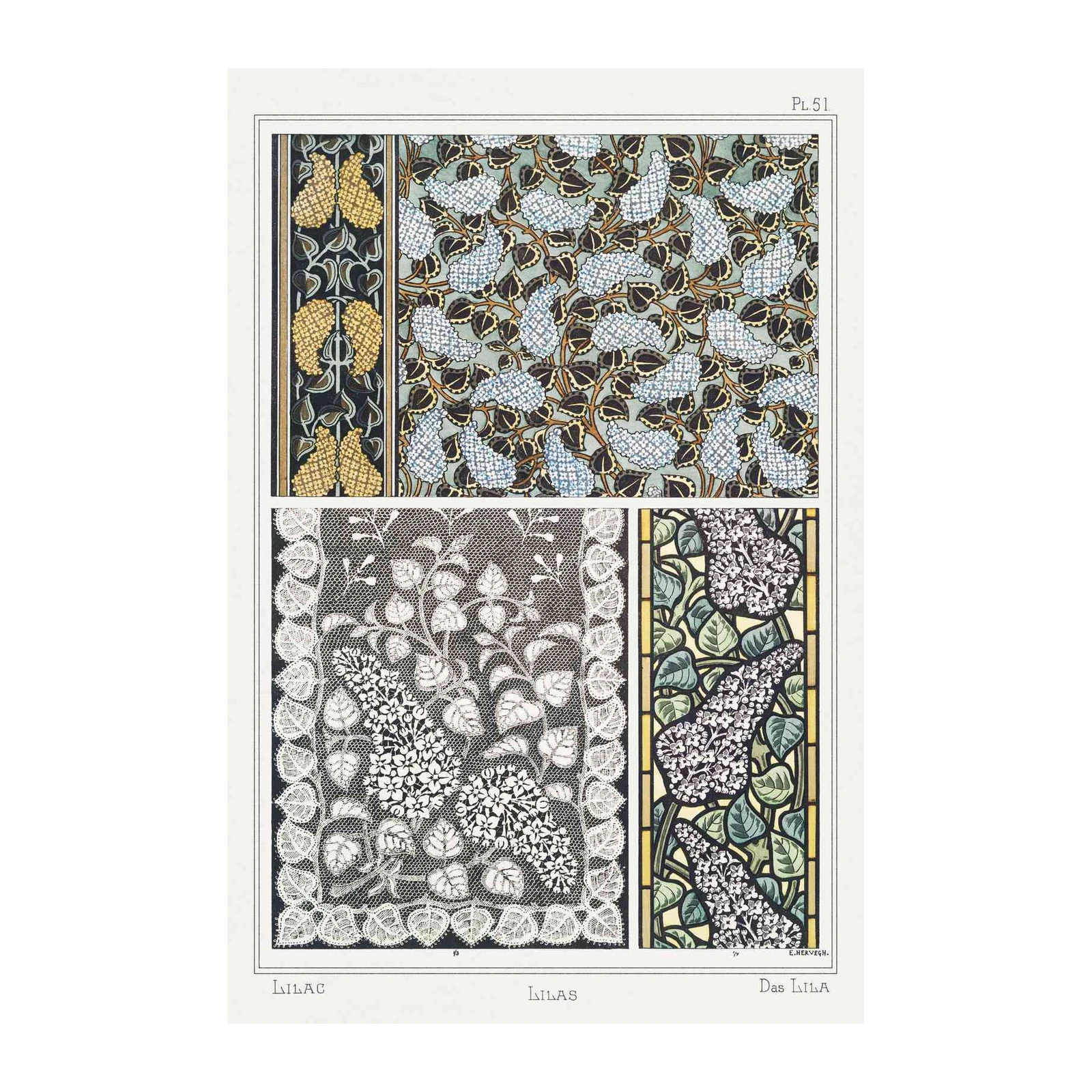 Art Nouveau Lilac Floral Wall Art