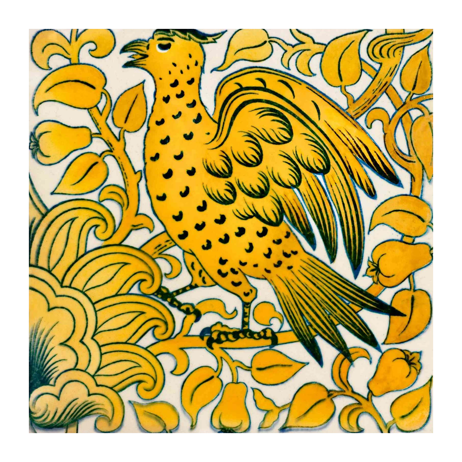 Vibrant Yellow Bird Folk Art Wall Art
