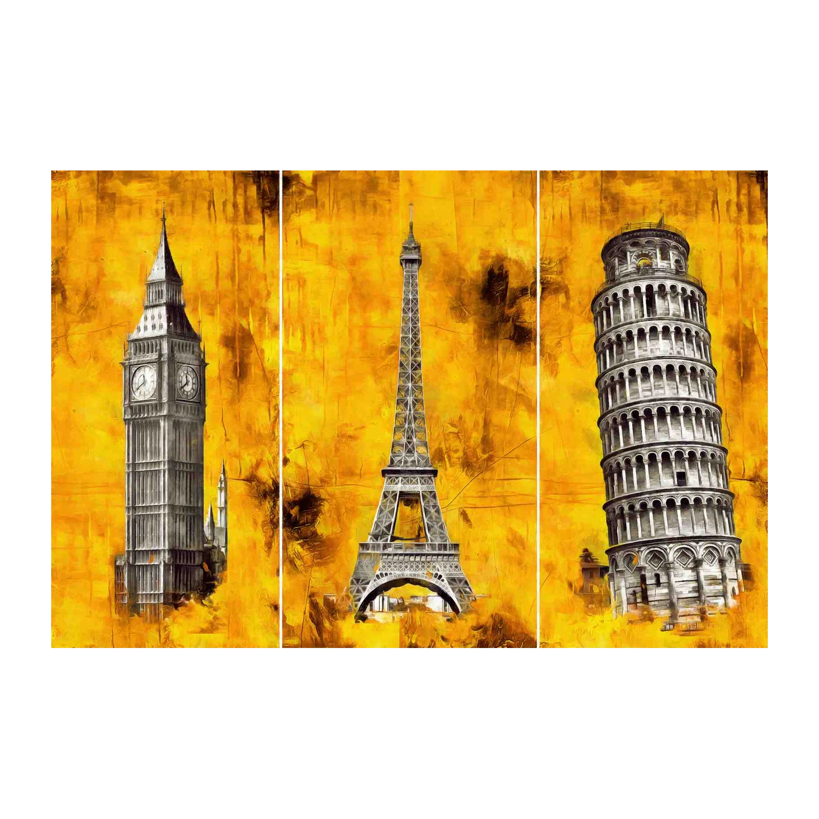 Iconic Landmarks Triptych Wall Art
