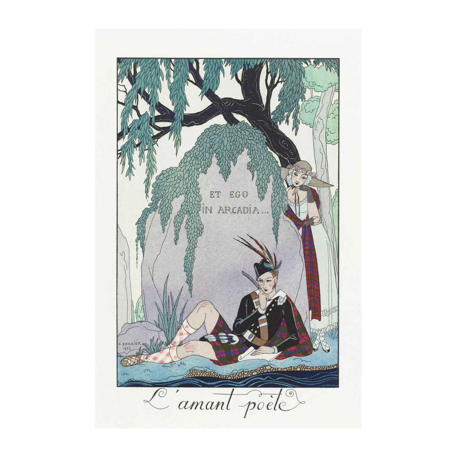 Art Deco "L'amant Poete" Scottish Tartan Wall Art