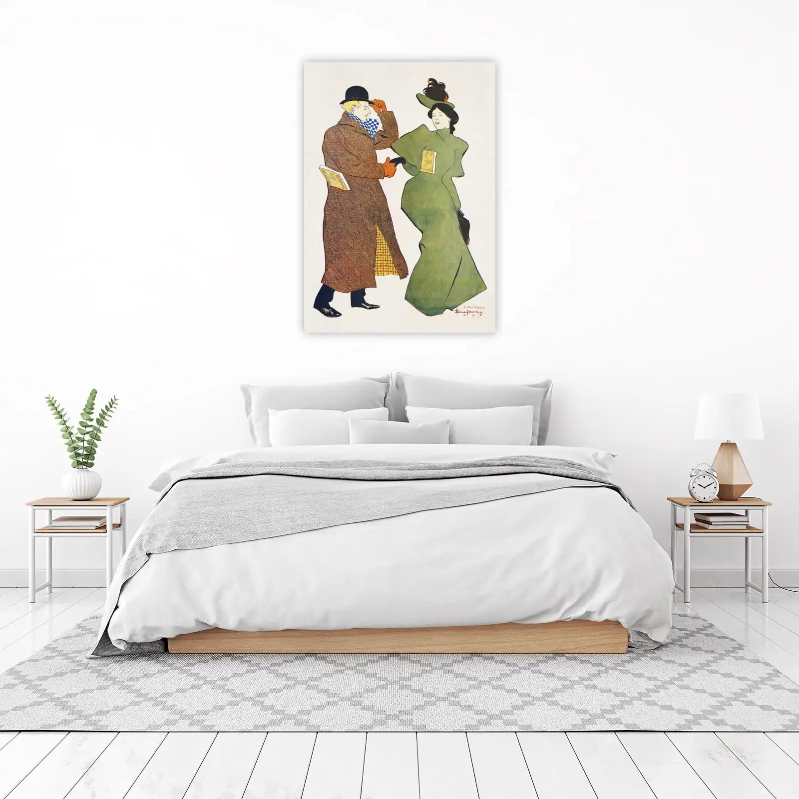 Chic Parisian Couple Vintage Poster Wall Art