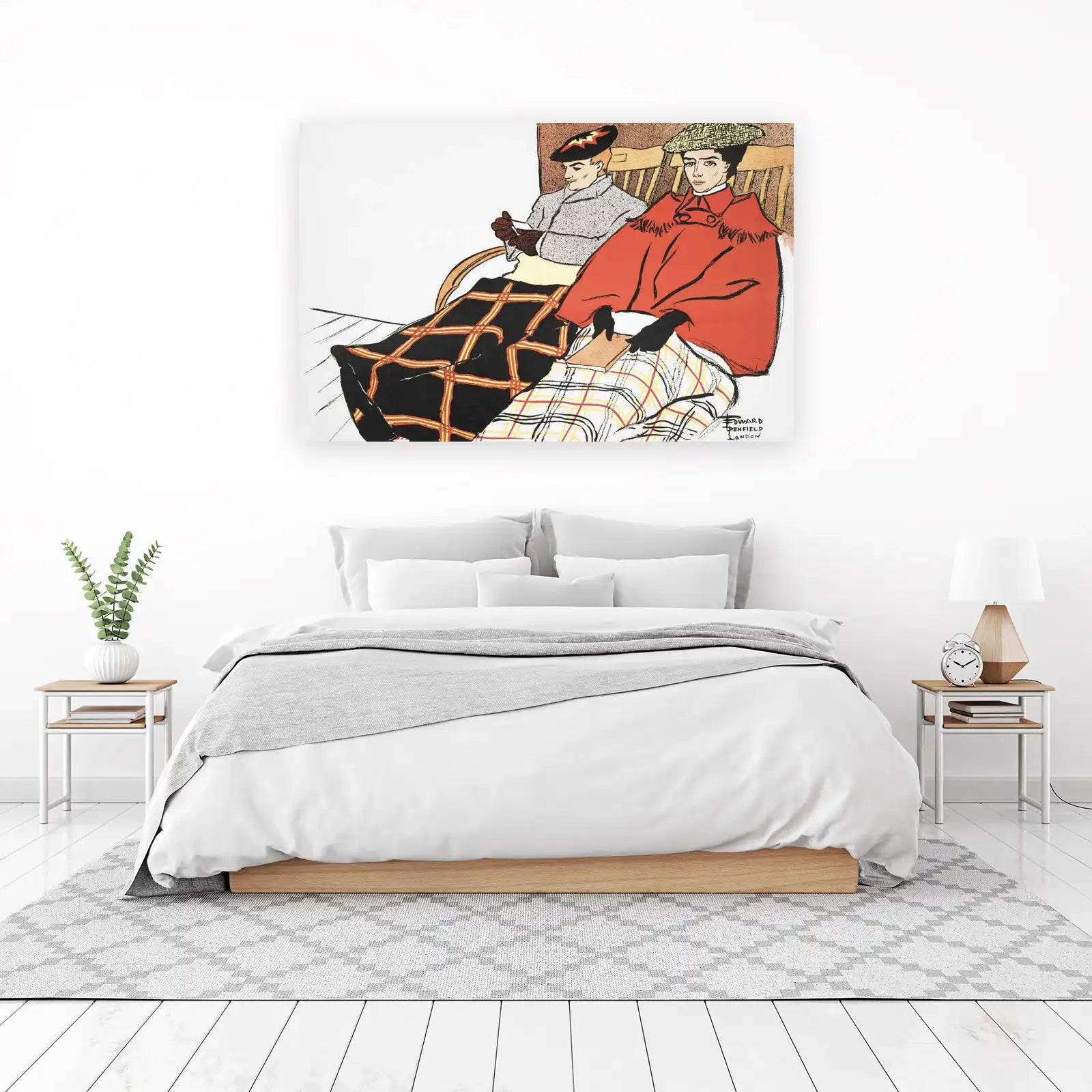 Vintage Edwardian Couple Plaid Wall Art