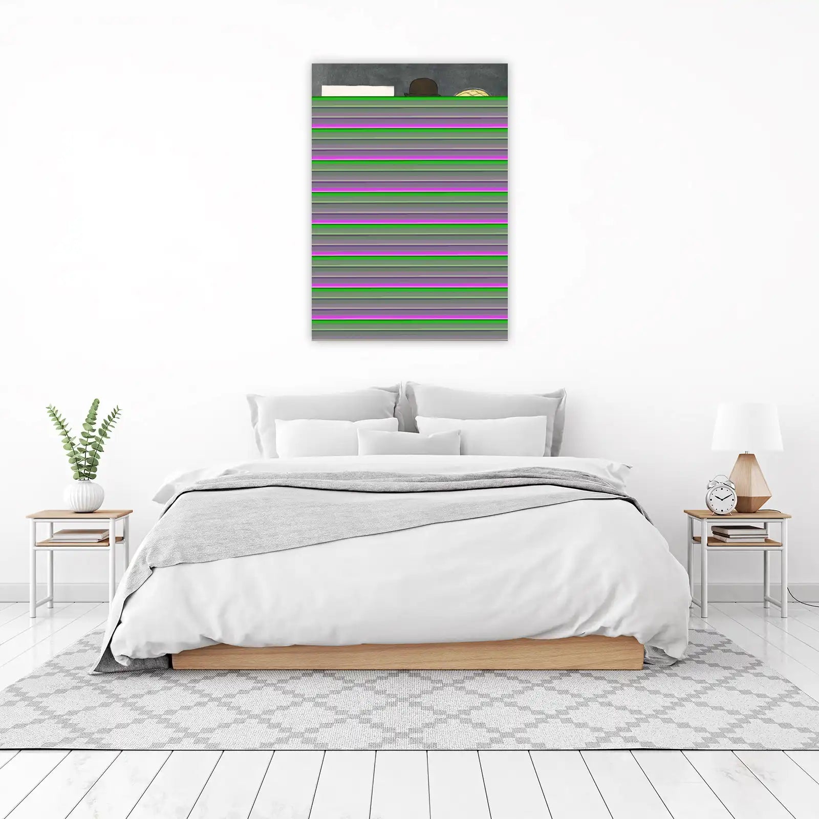 Retro Bowler Hats & Stripes Wall Art